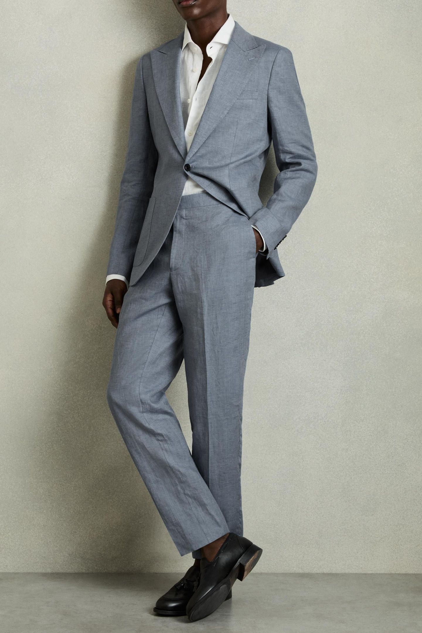 LINEN SLIM MIXER TROUSER AIRFORCE BLUE 2