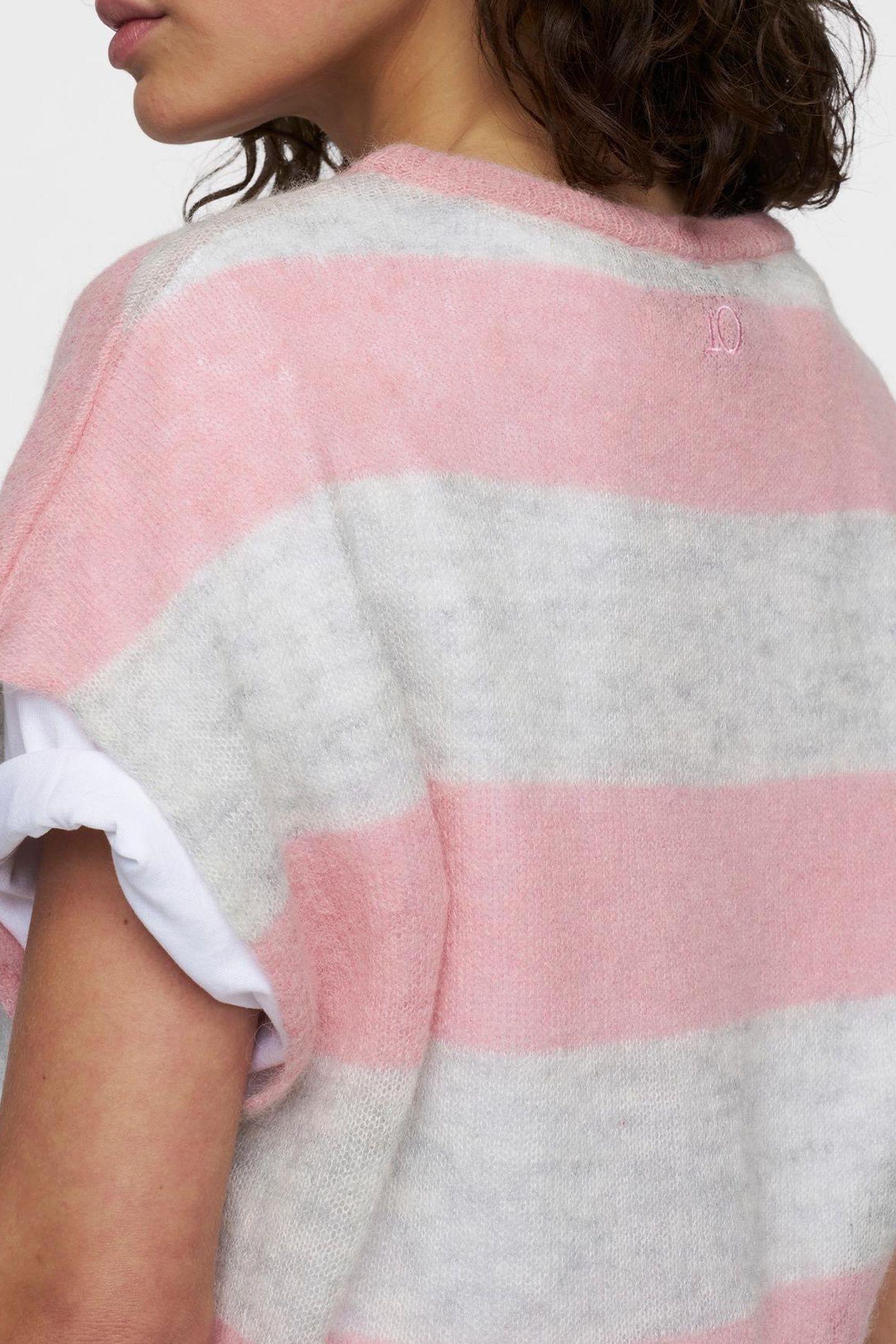 THIN KNIT TEE DARK RASPBERRY/WHITE GREY MELEE 7