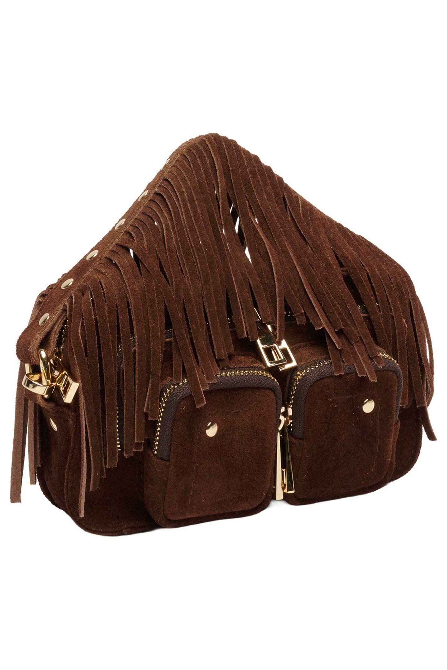 HELENA FRINGE SUEDE DARK BROWN W. GOLD 3