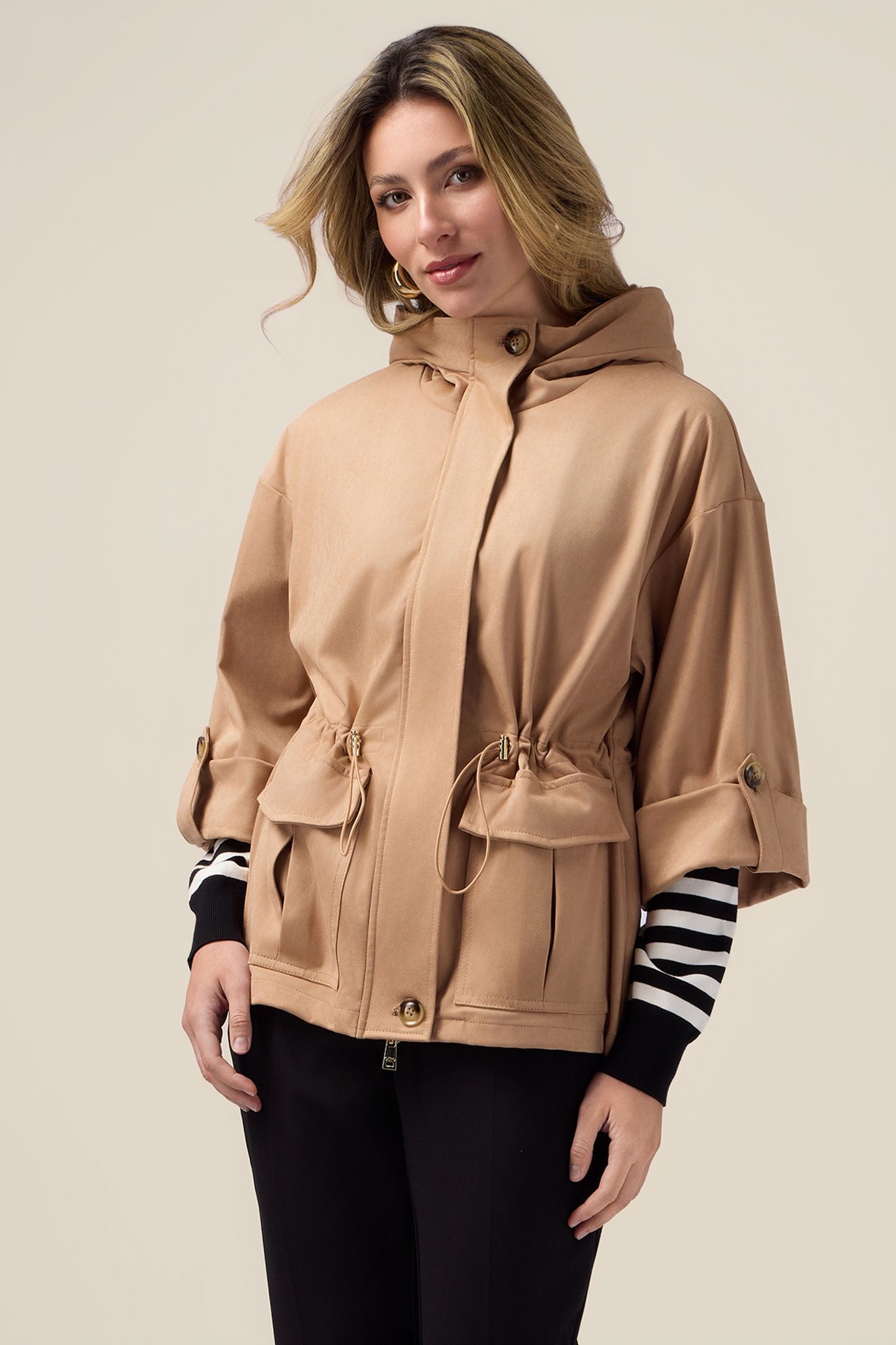 SHORT SUEDE-EFFECT PARKA BEIGE 2