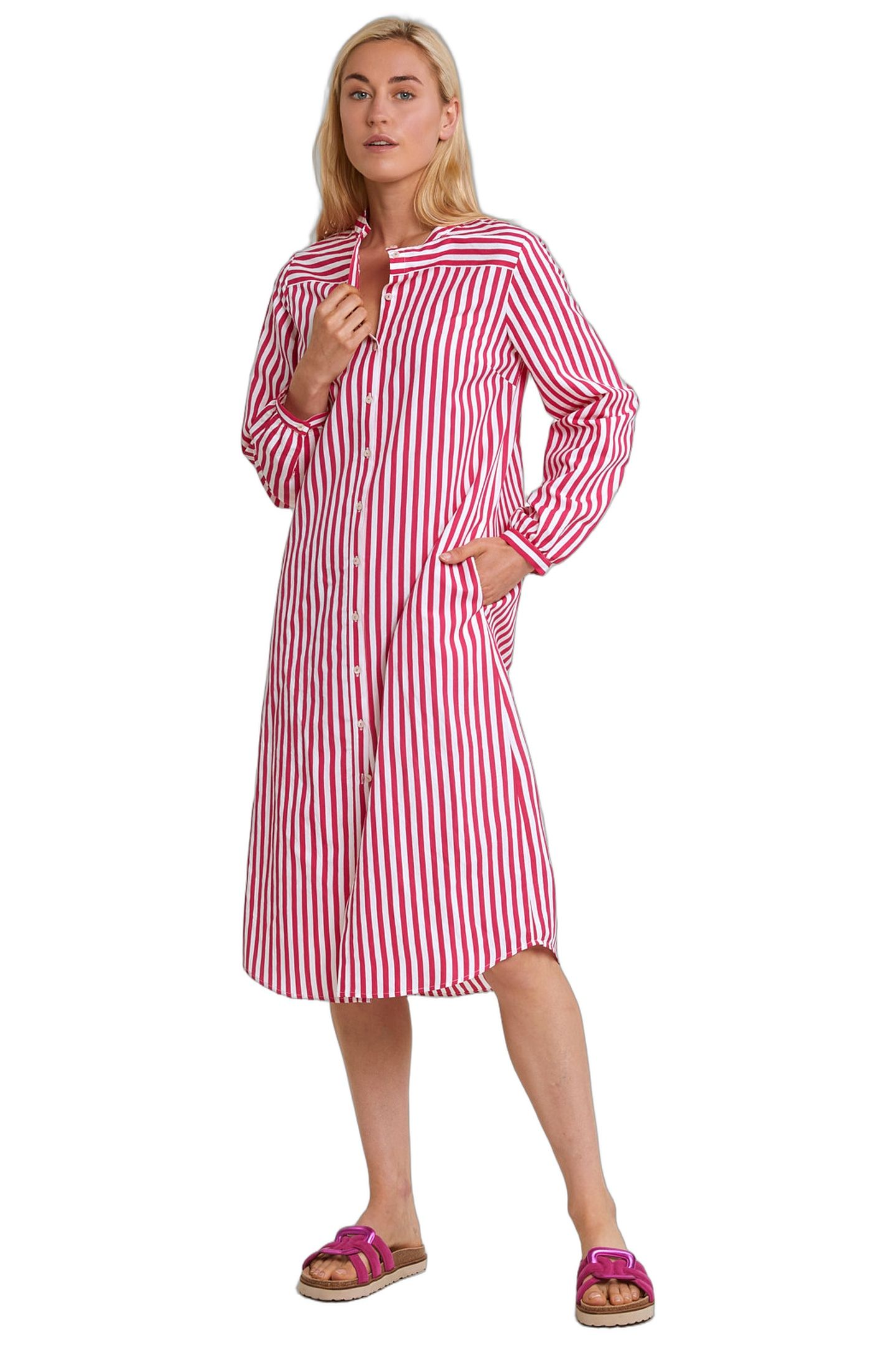 PINK/WHITE STRIPED LOOSE DRESS 2
