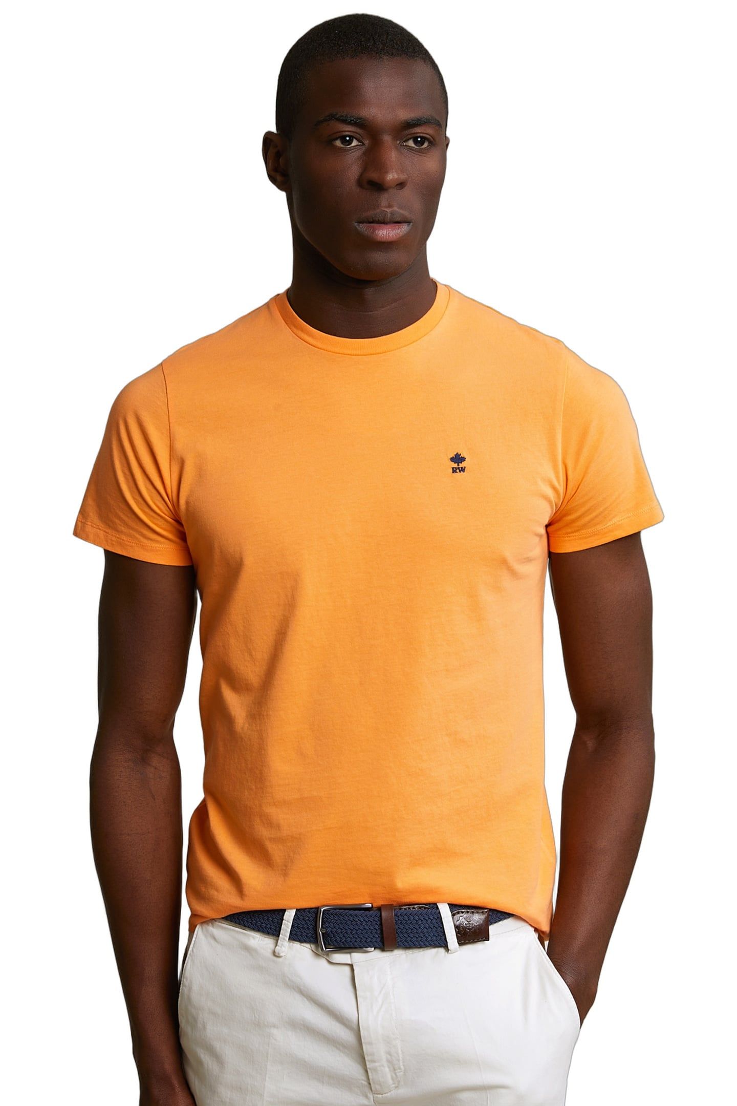 CUSTOM FIT BASIC PIMA COTTON CREW NECK T-SHIRT PEACH 1