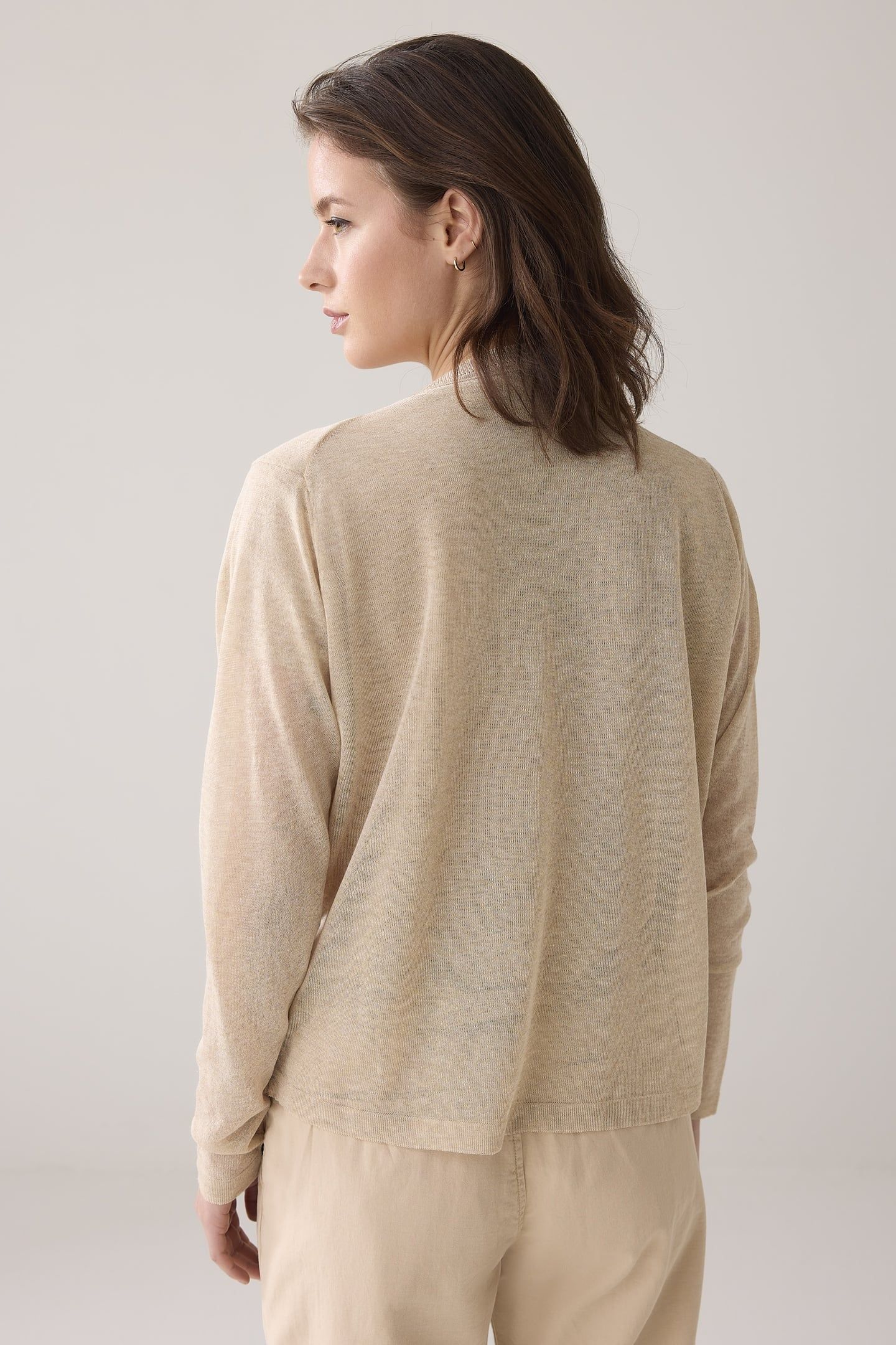 SHORT CARDIGAN REFINED VISCOSE BLEND KNIT SESAME 3