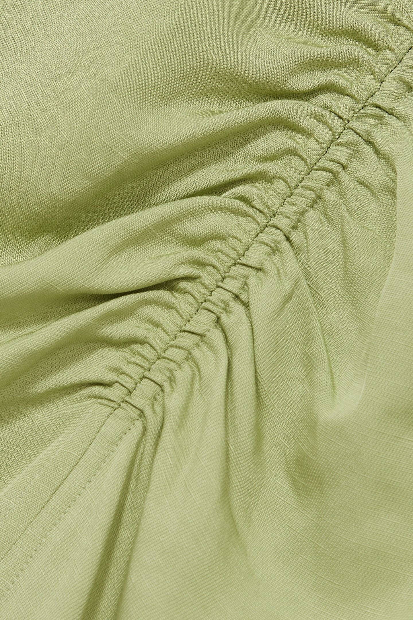 RUCHED LINEN DRESS GREEN 7