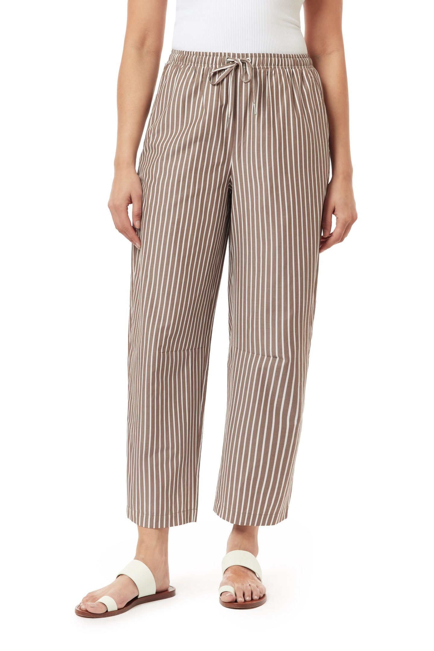 BARREL LEG PANTS BROWN STRIPE 1