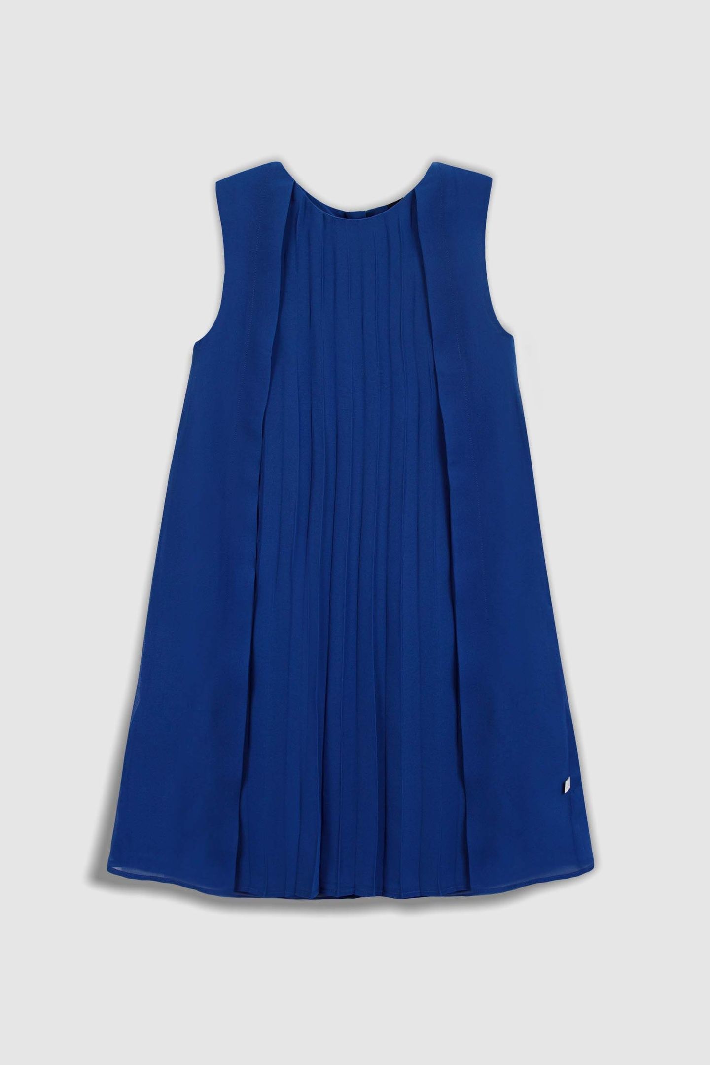 BLUE PLEATED FRONT VOILE DRESS 1