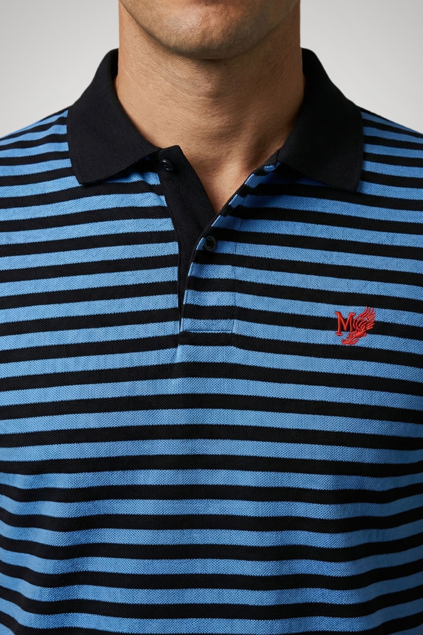 PIQUE STRIPE POLO MEDIUM BLUE 5