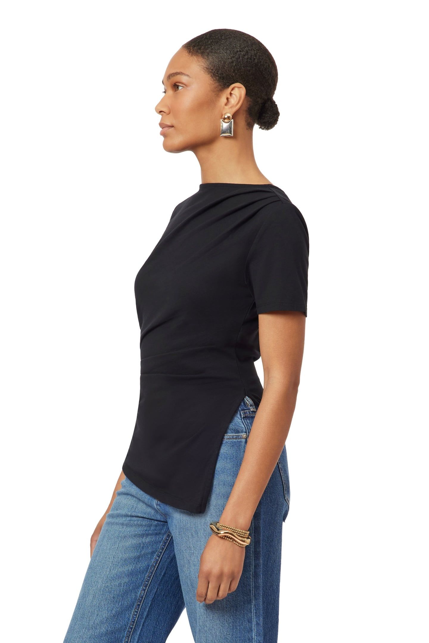 GATHERED ASYMMETRIC TEE BLACK NIGHT 4