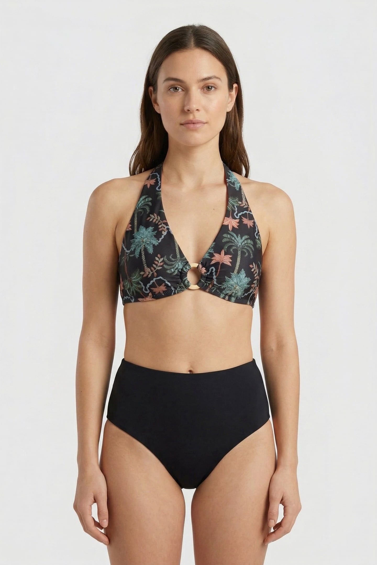 CARO BIKINI TOP JAIPUR PALM BLACK 1