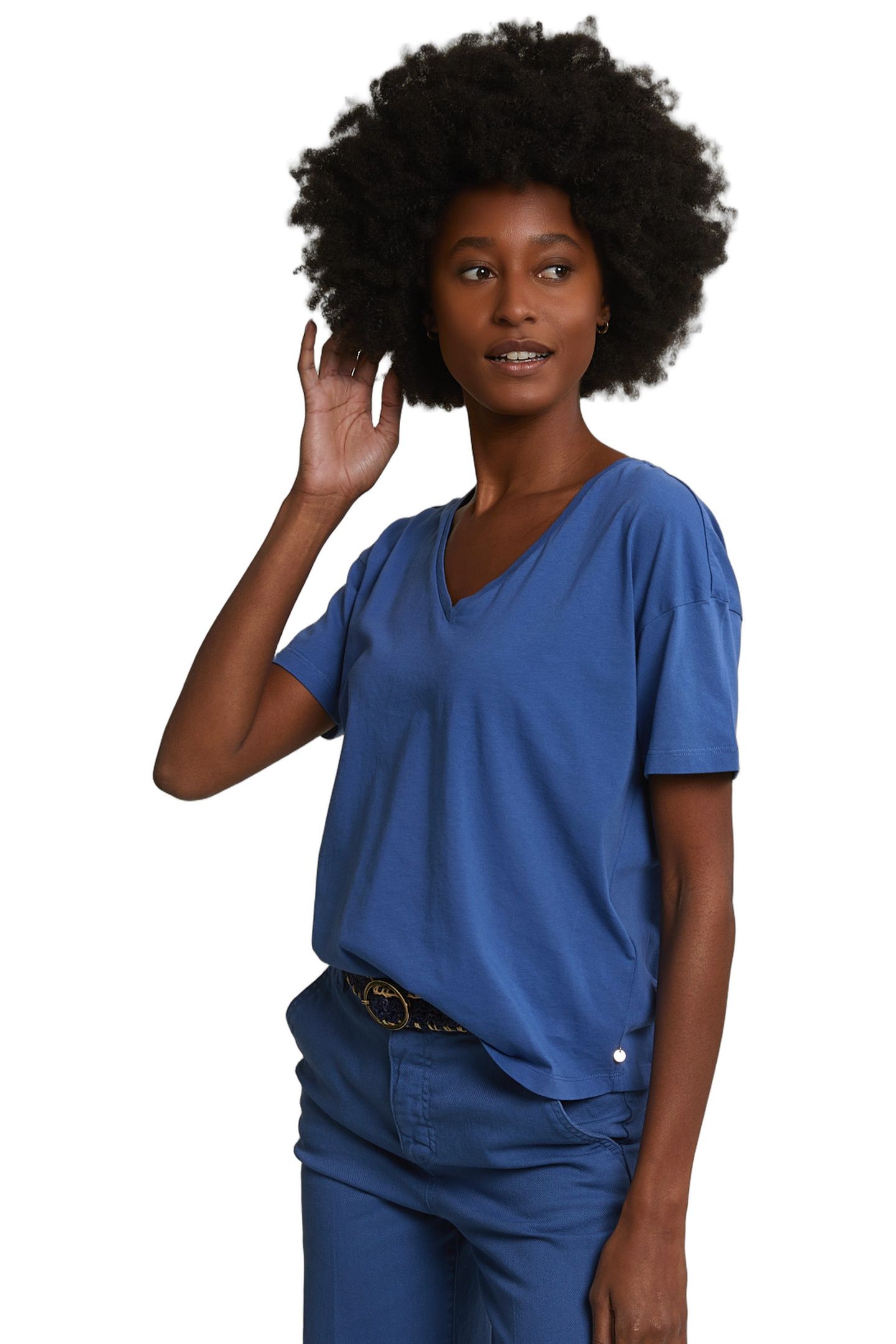 BLUE BASIC V-NECK T-SHIRT SHORT SLEEVES 3