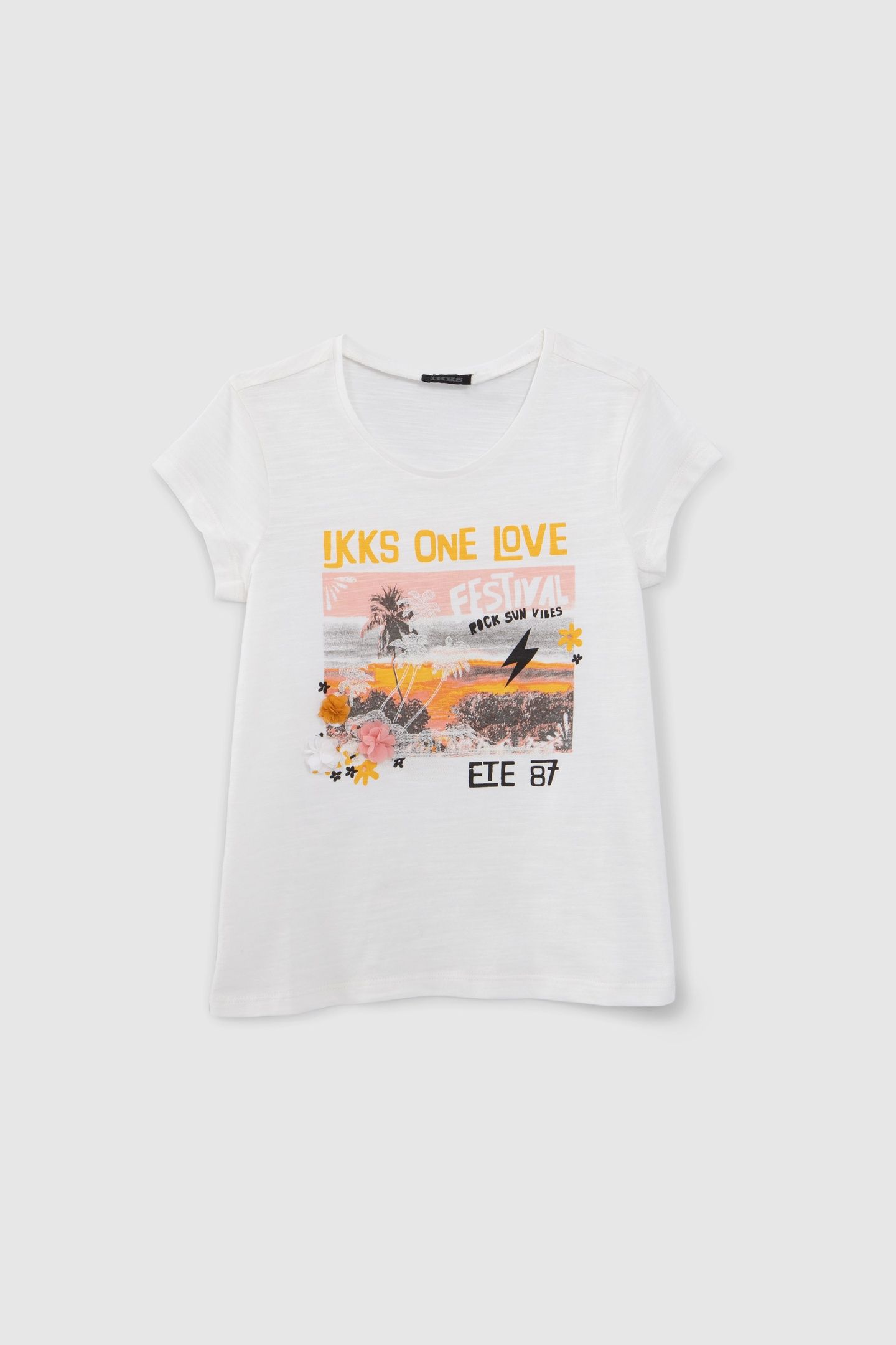 GIRLS' ECRU ORGANIC COTTON SUNSET T-SHIRT 1