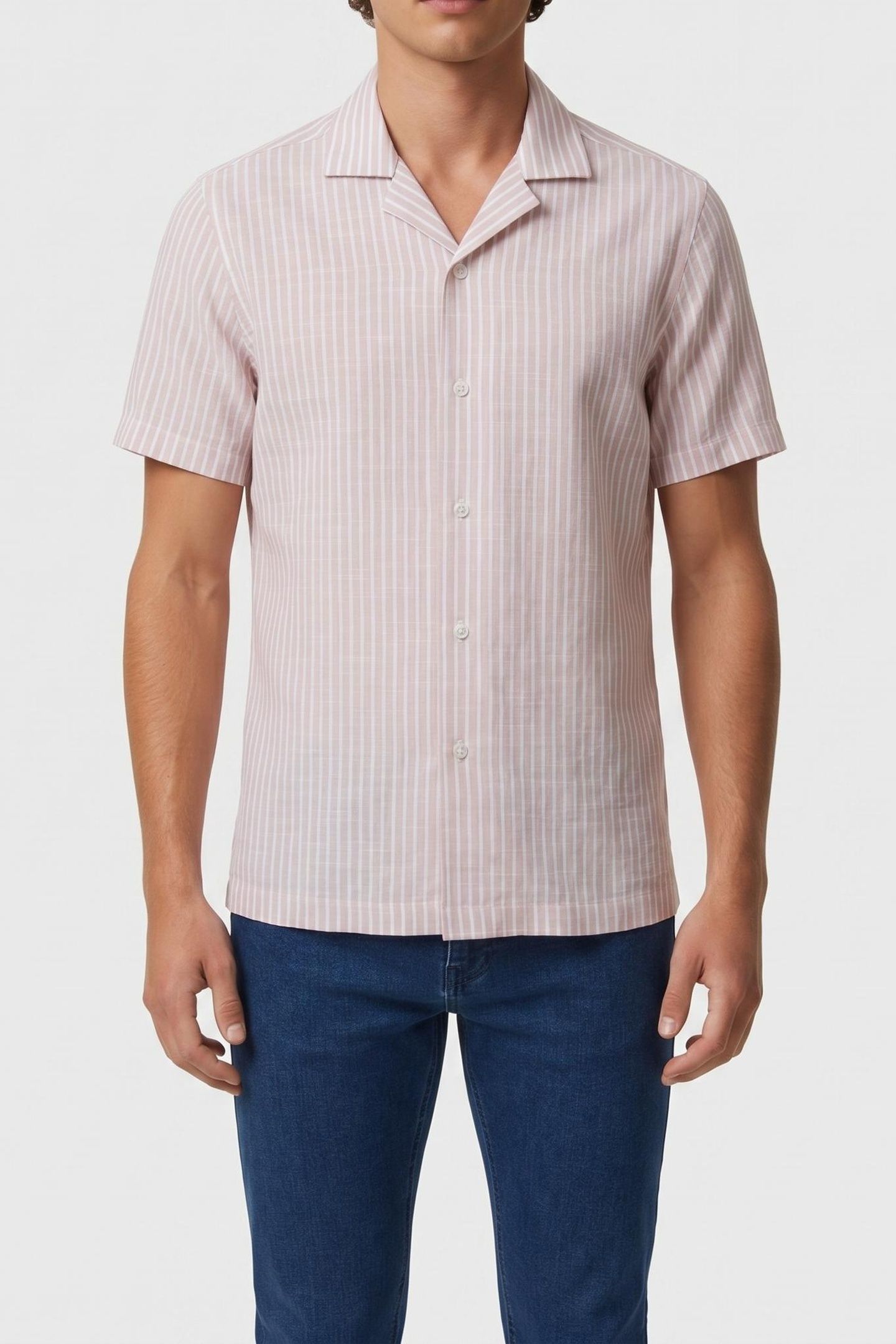 CUBAN COLLAR SS SHIRT SAND/WHITE 1