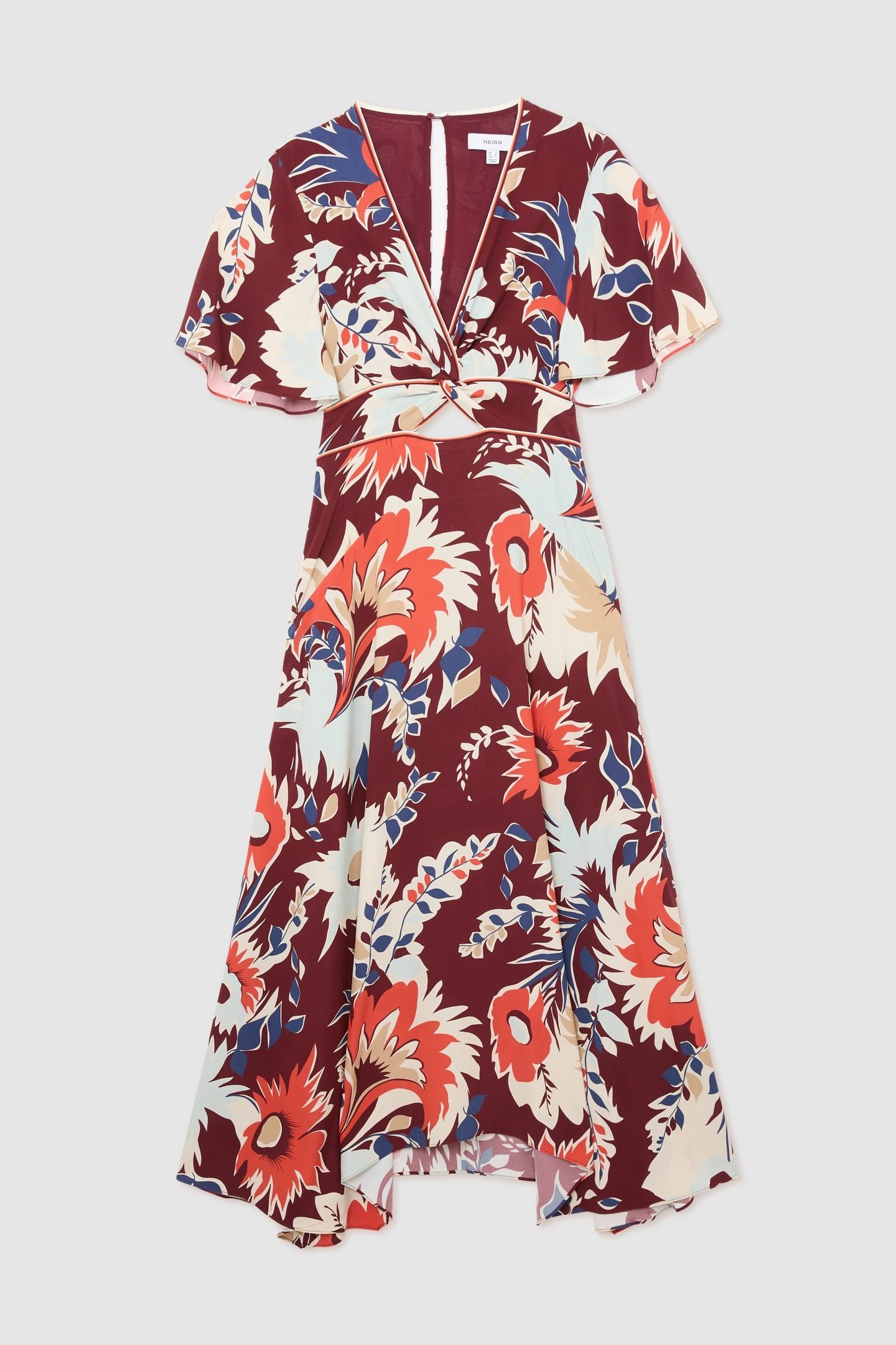 PRINTED MIDI DRESS BURGUNDY 4