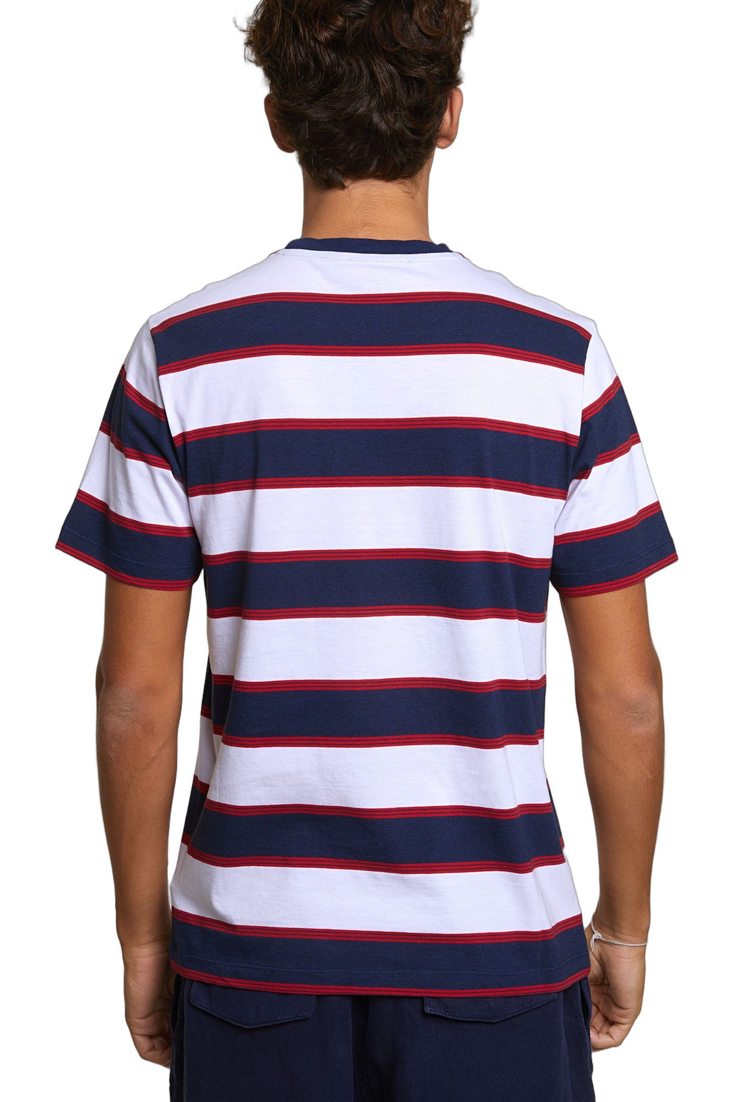 CUSTOM FIT STRIPED T-SHIRT OXFORD BLUE/HARVARD RED 4