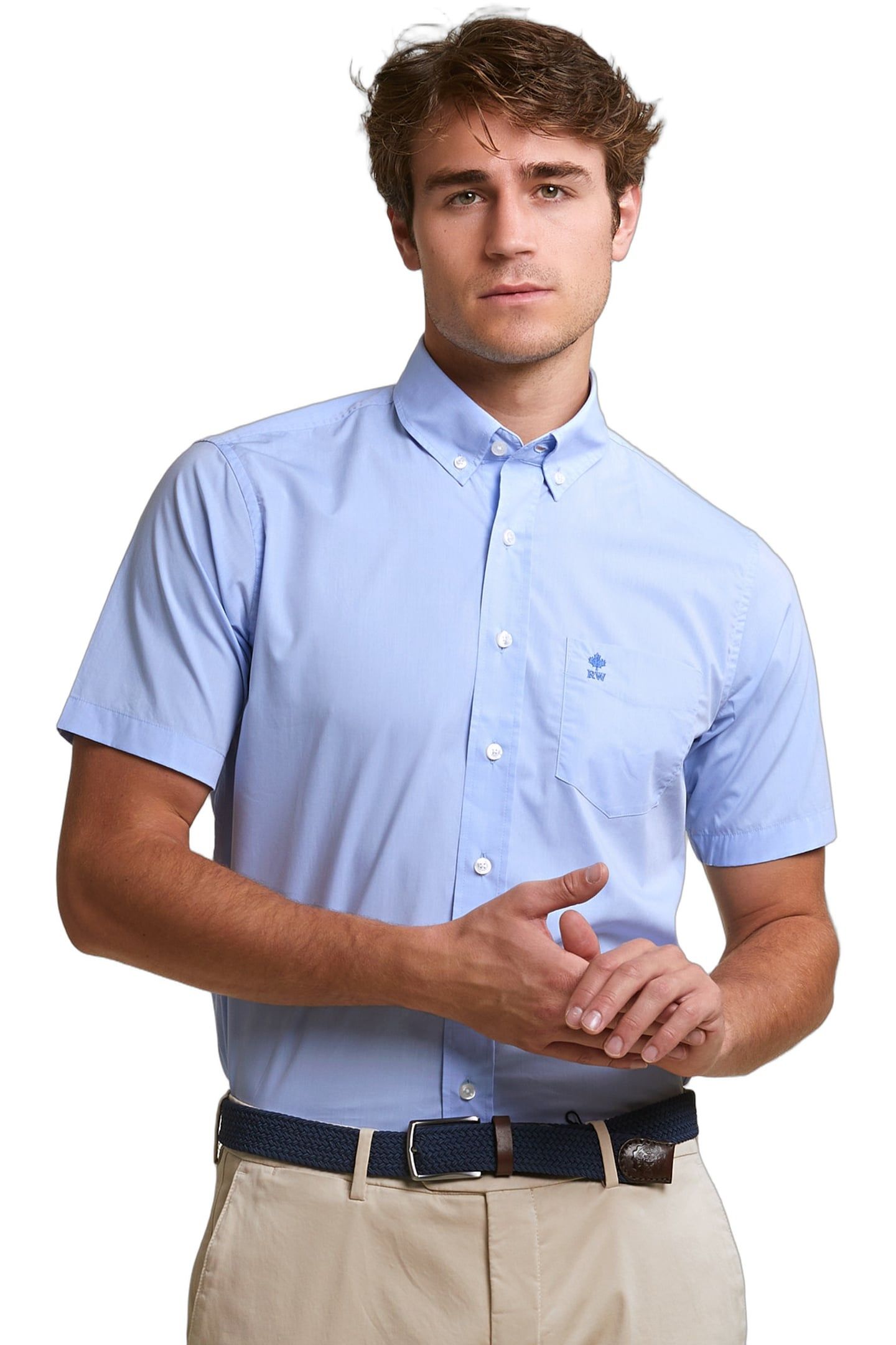 CUSTOM FIT UNI COMFORT STRETCH SHIRT SHORT SLEEVES BLUE 1