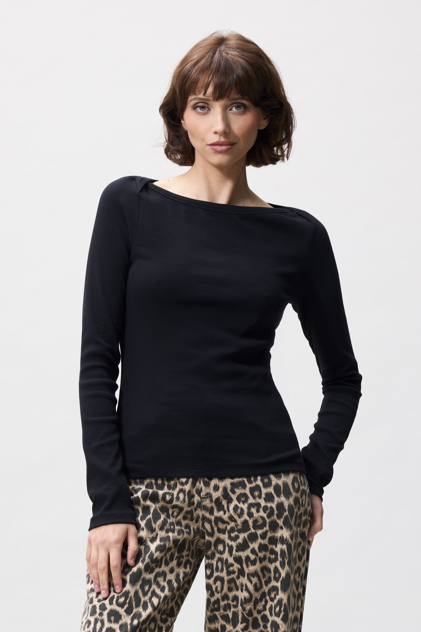 BOATNECK RIB LONG SLEEVE BLACK 2