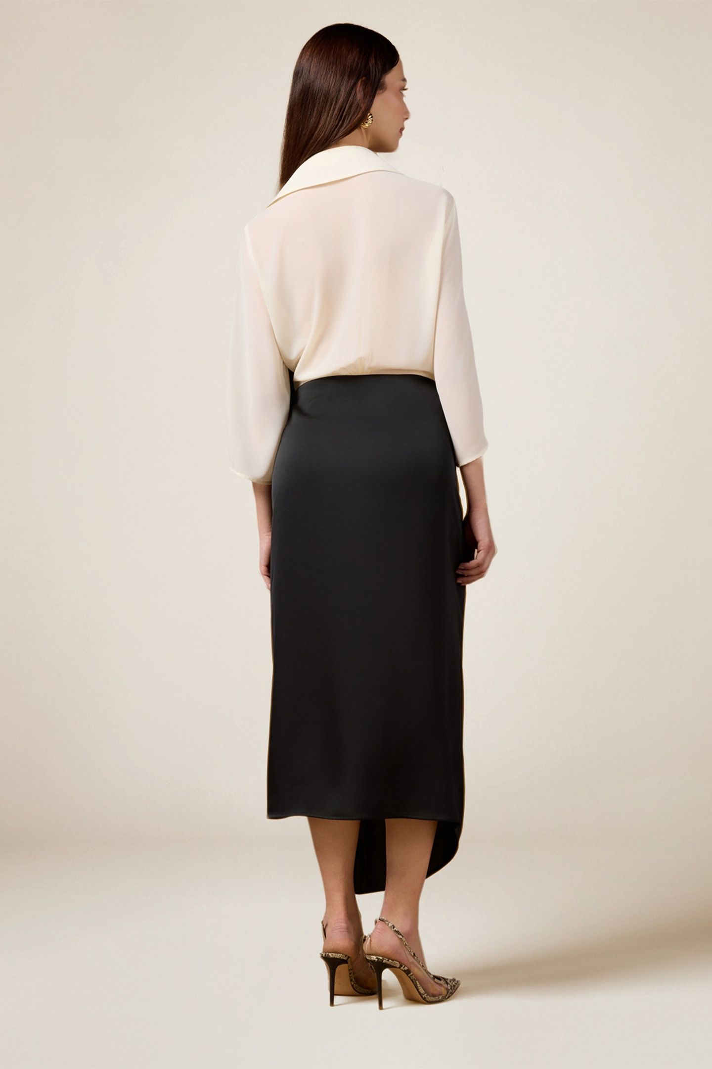 TWO-MATERIAL DRESS WITH WRAP SKIRT BLACK 2