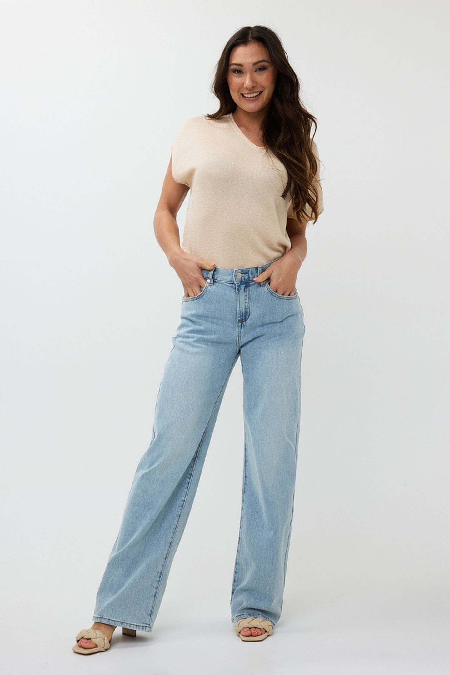 SWEATER BATWING V-NECK LUREX IVORY 2