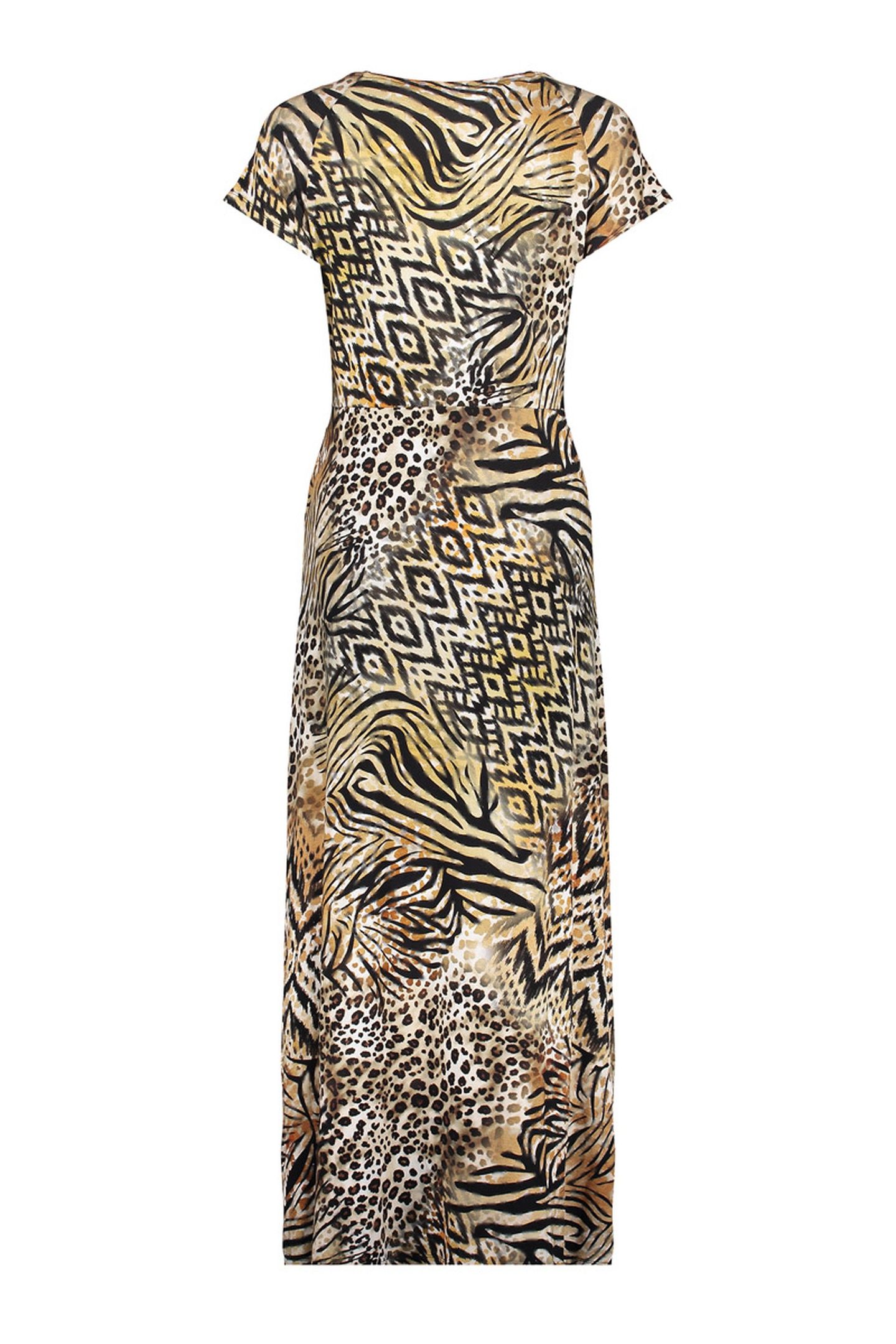 DRESS V-NECK SLEEVELESS AOP BROWN/BLACK 2