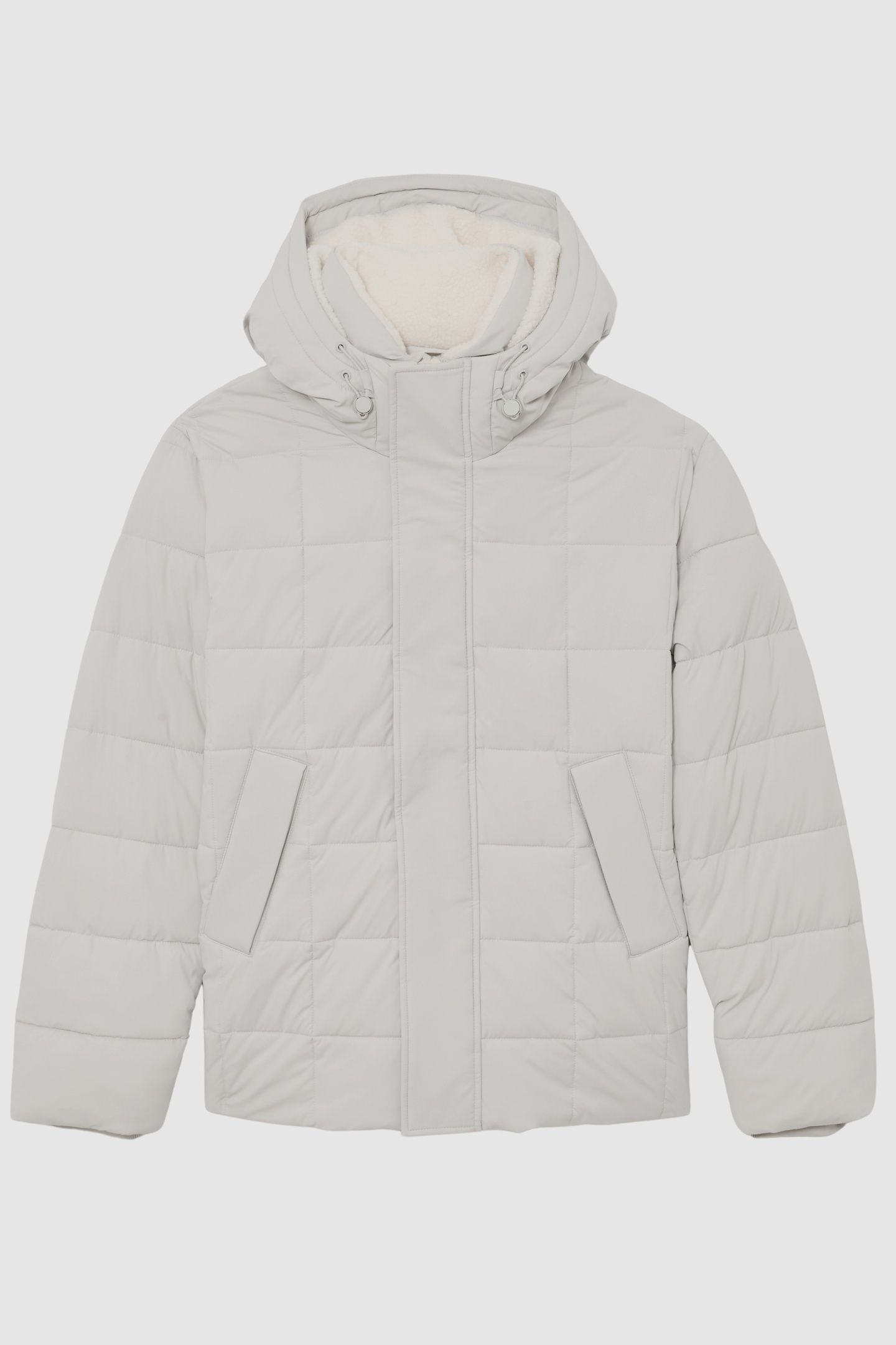 LS BORG LINED QUILTED PUFFER JACKET STONE 3