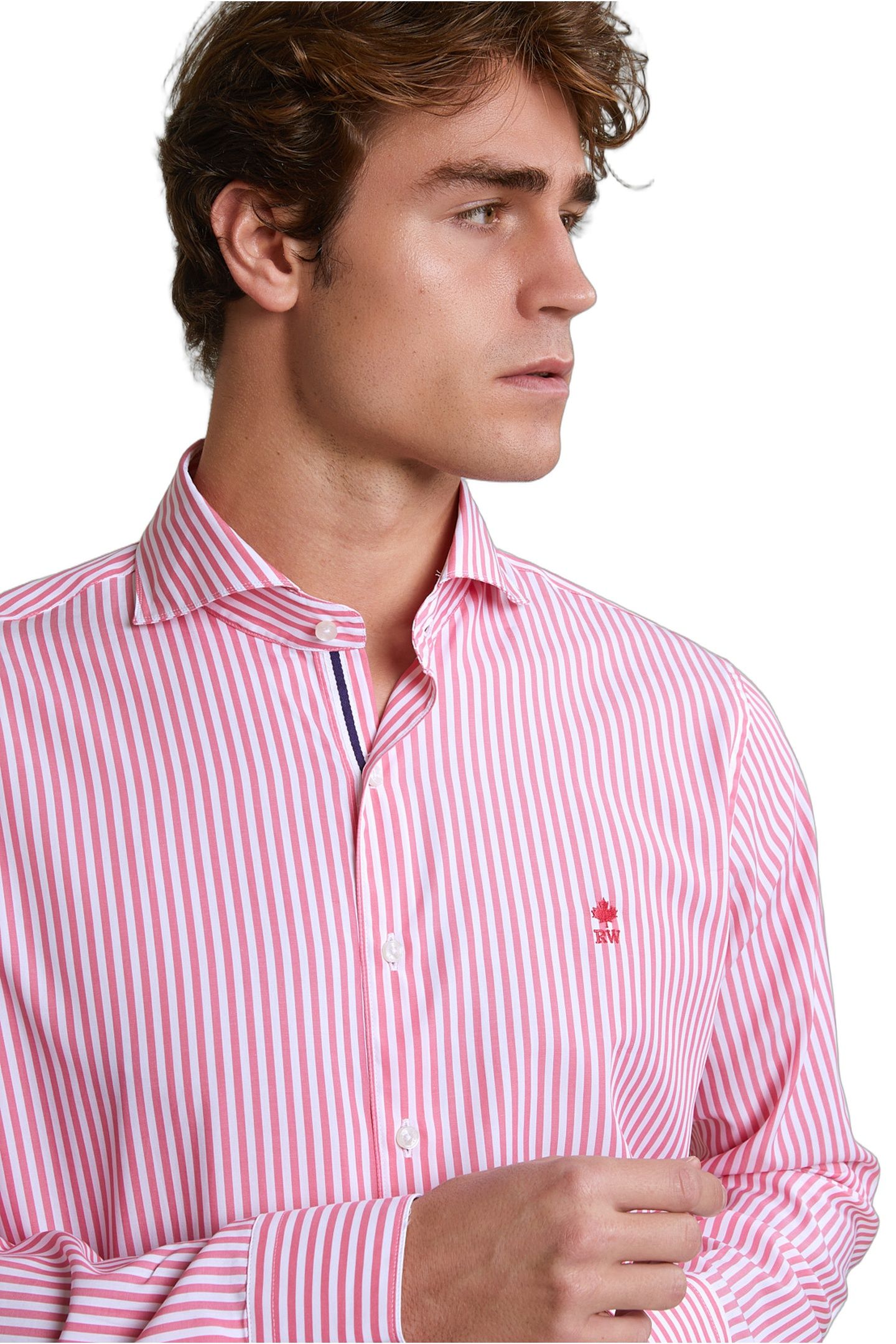 CUSTOM FIT STRIPED SHIRT PINK/WHITE 4