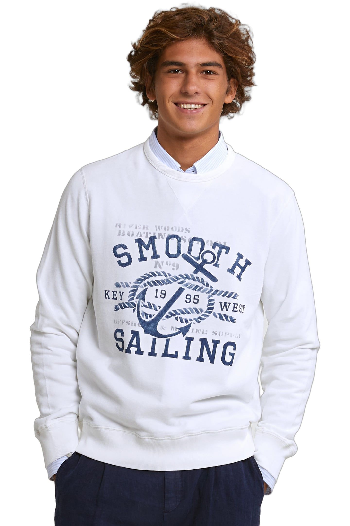 COTTON FANTASY CREW NECK SWEATER OFF WHITE 1