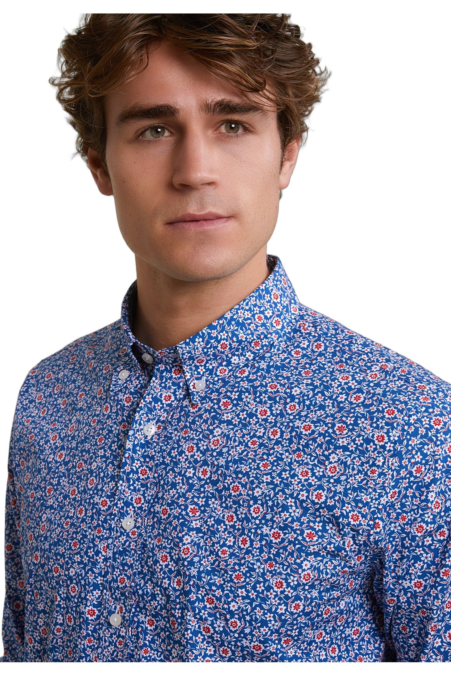 SLIM FIT FLORAL SHIRT BLUE/RED 4