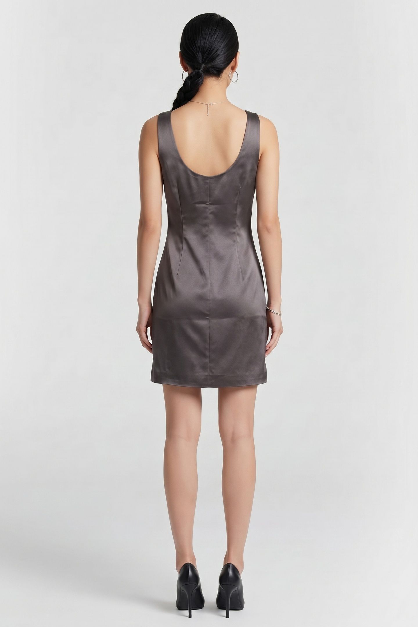 ELLI SATIN DRESS GREY 2