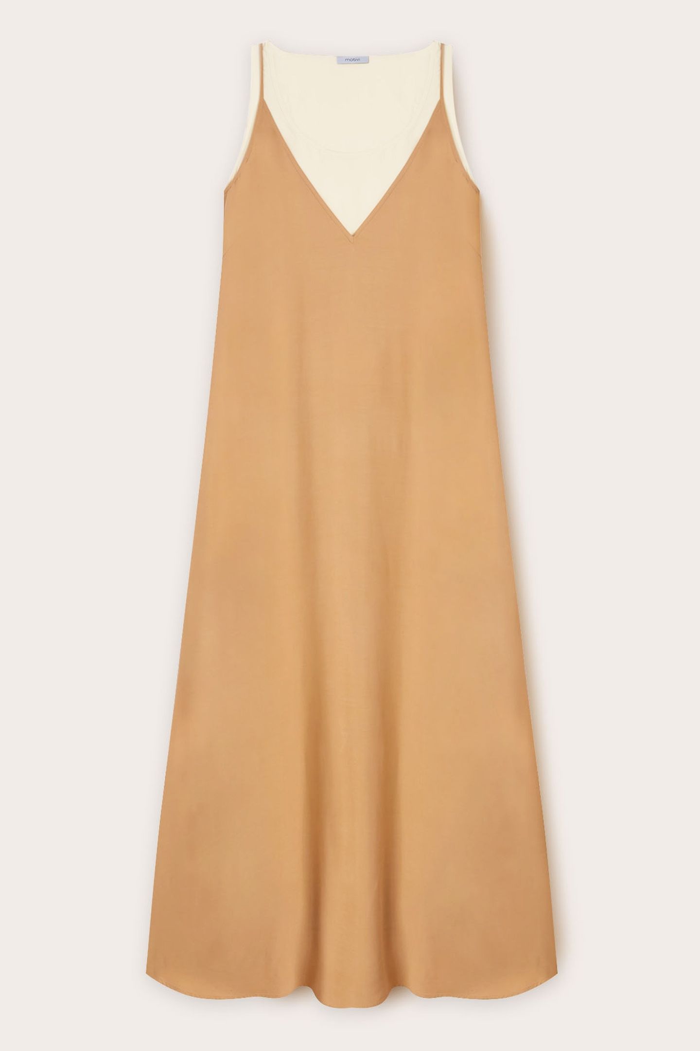 LONG DOUBLE VISCOSE DRESS BEIGE 4