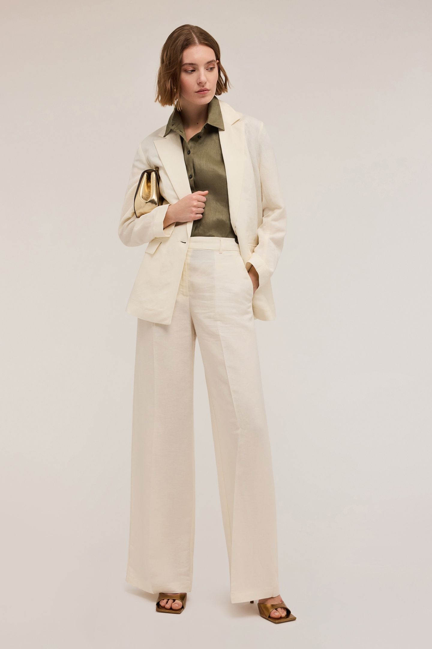 SINGLE-BREASTED BLAZER WITH MARTINGALE WHITE 3