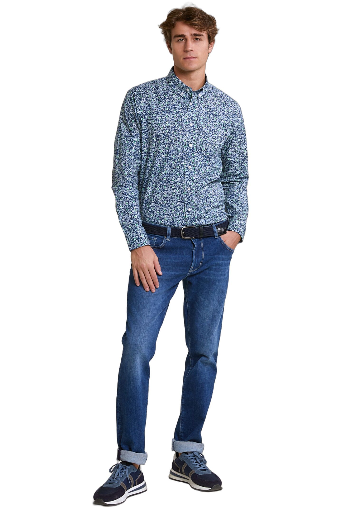 SLIM FIT FLORAL SHIRT GREEN/BLUE 2