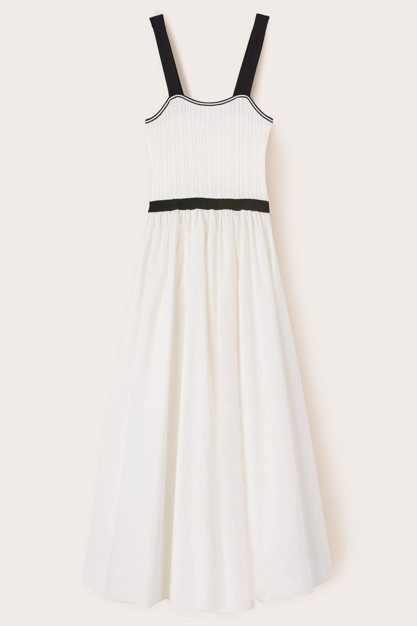 DUAL FABRIC DRESS WITH CIRCLE SKIRT WHITE 4