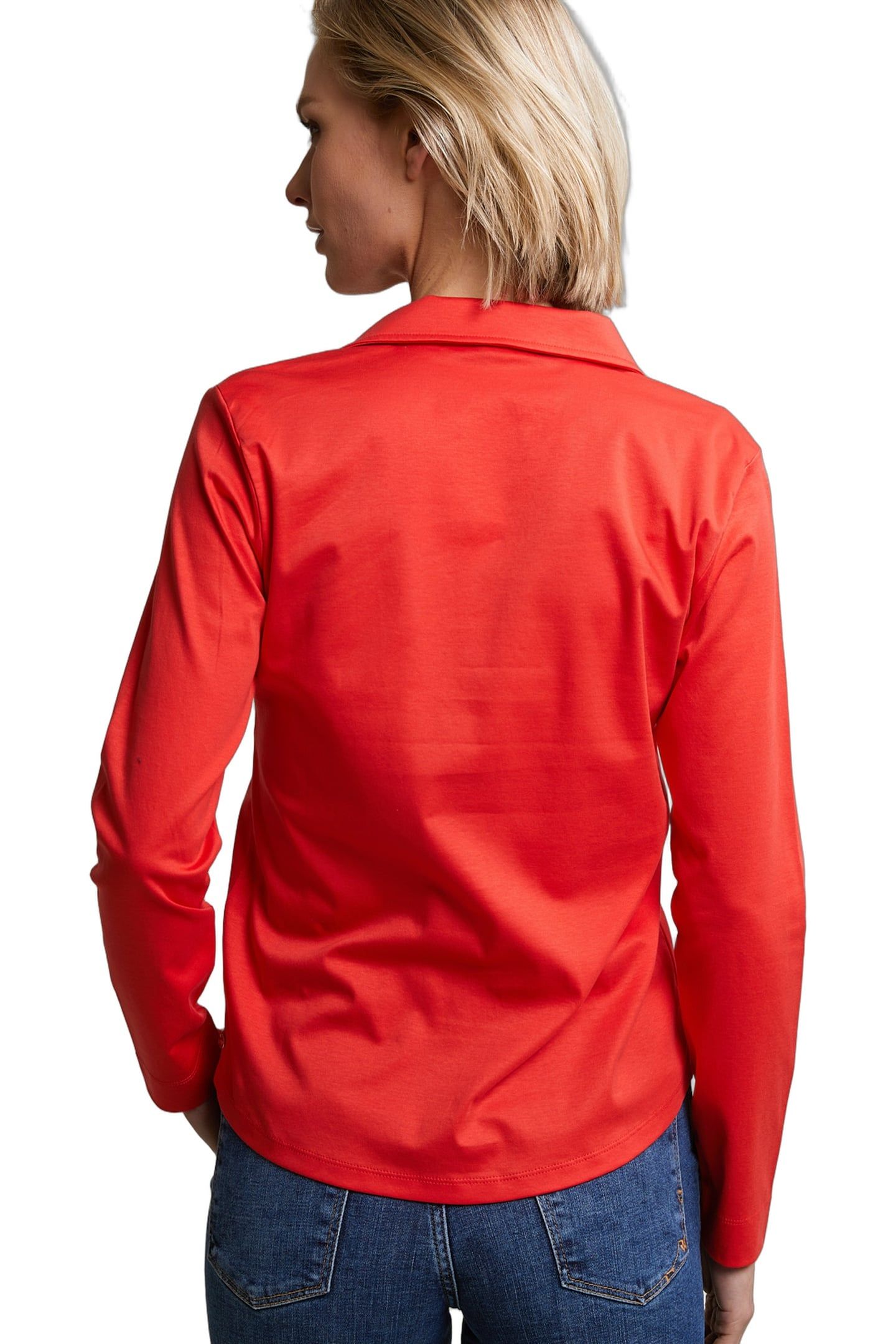 ORANGE BUTTONED V-NECK POLO T-SHIRT 3