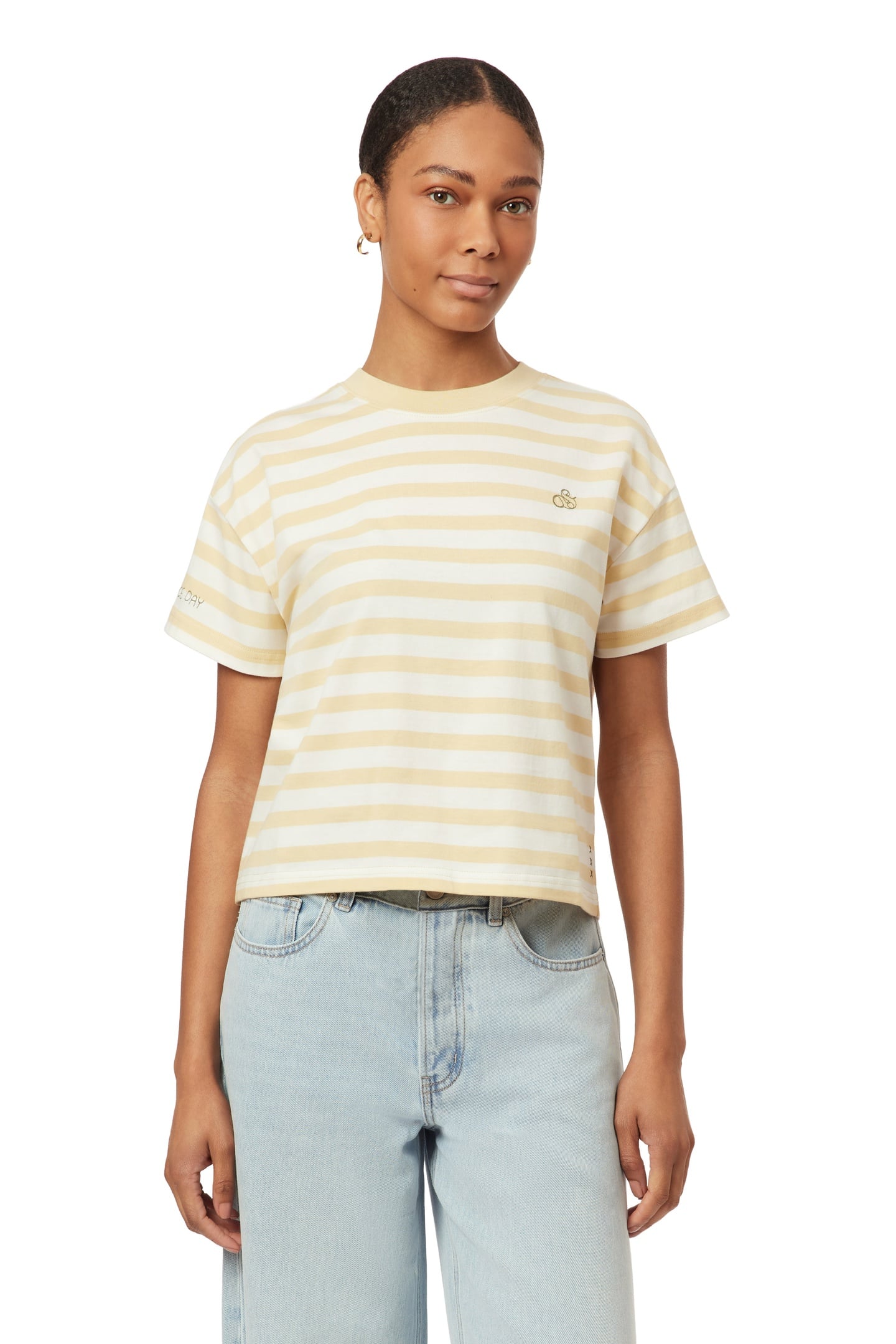 BOXY CROP TEE CHINO GREEN/SUGAR SWIZZLE 1