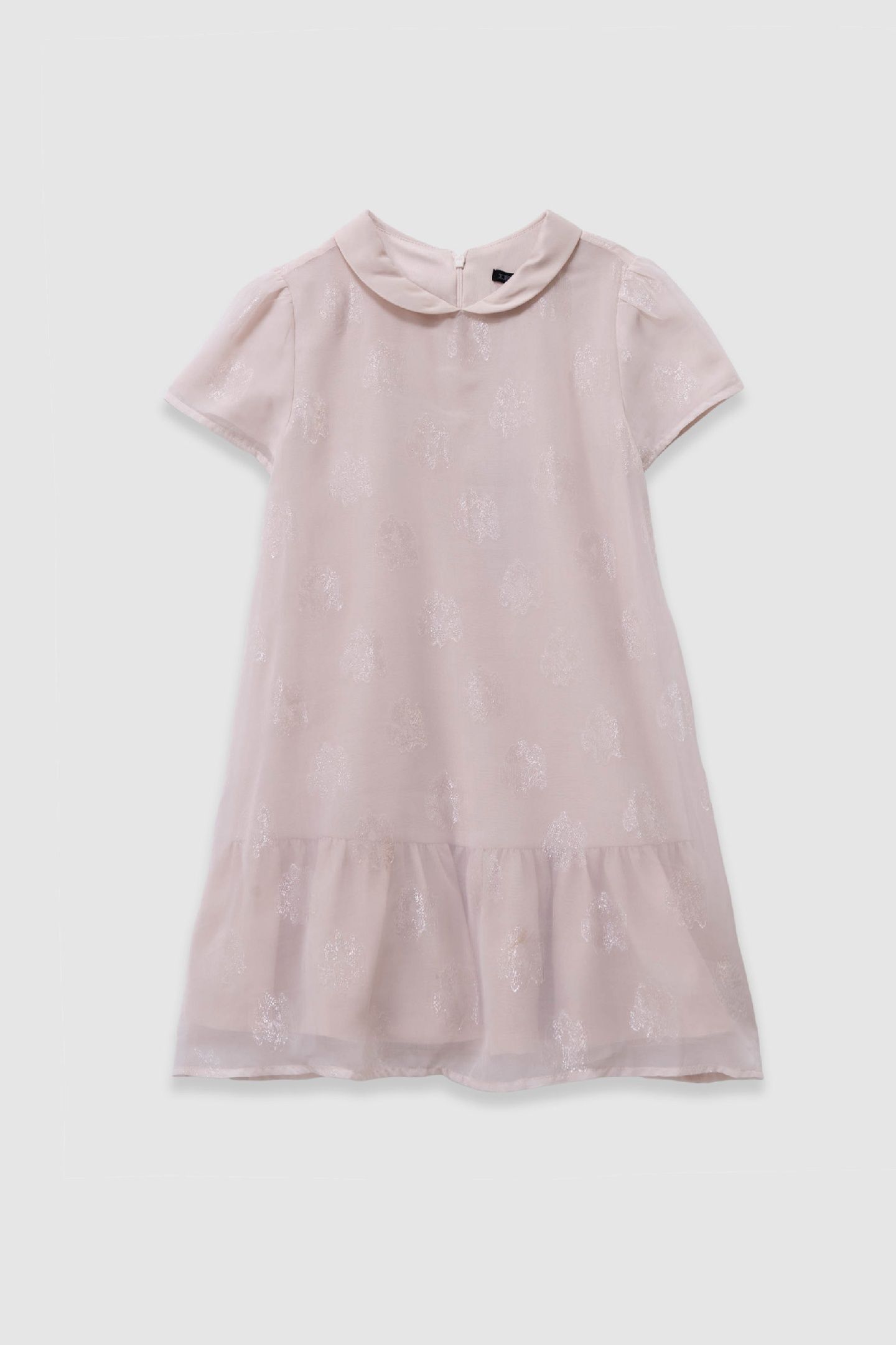 PINK BI-MATERIAL JACQUARD FLOWER PATTERN DRESS 1