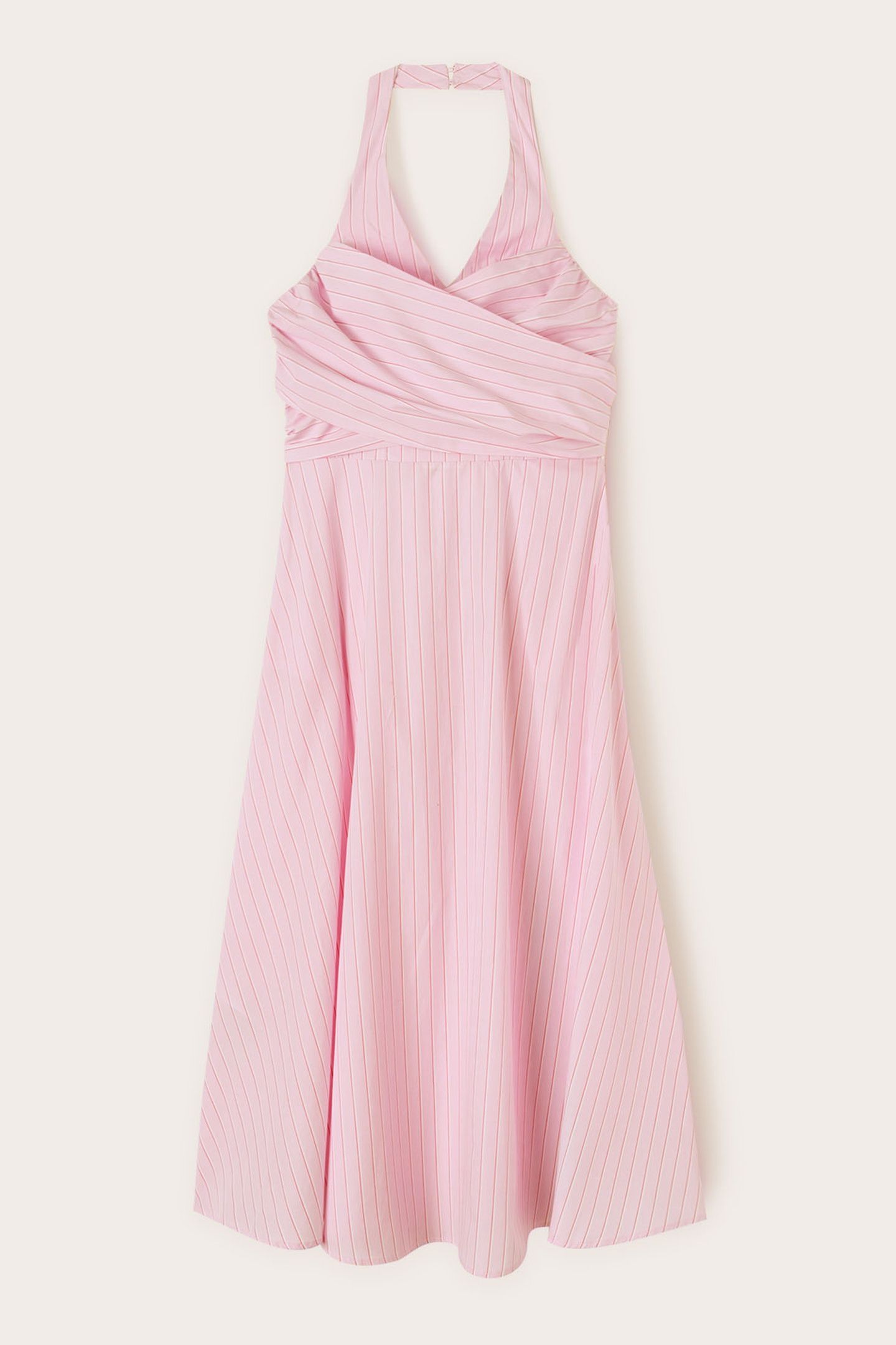 STRIPED PATTERN POPLIN DRESS PINK 4