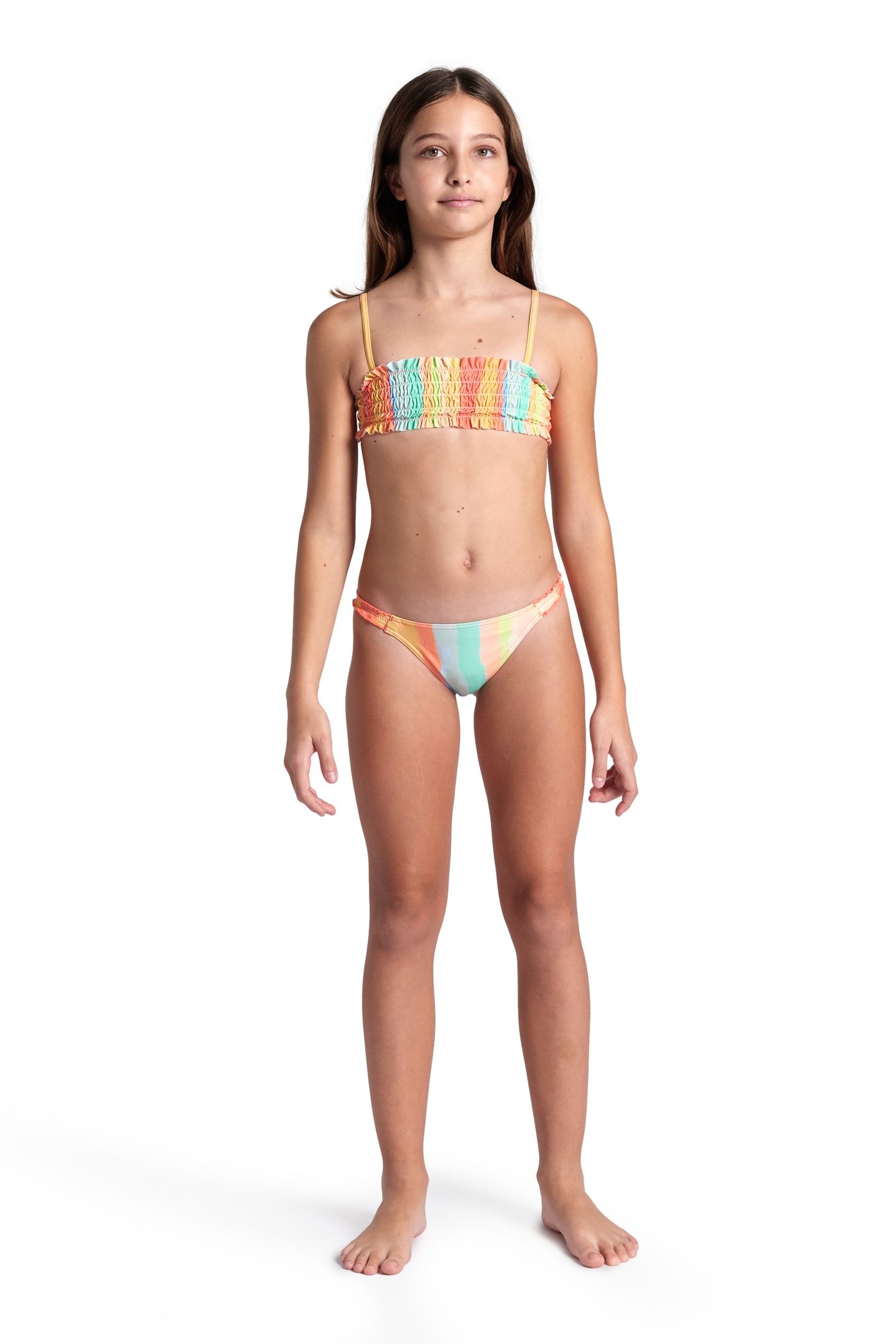 GIRLS' WATER PRINT BIKINI BANDEAU MULTISTRIPES 2