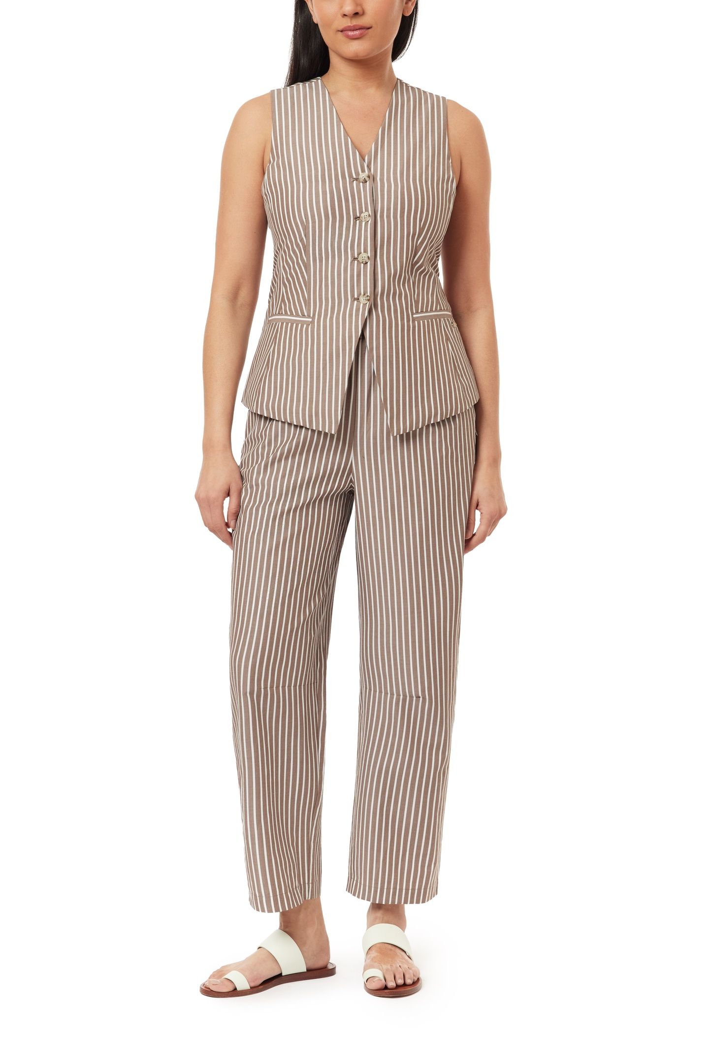 LONG LINE VEST BROWN STRIPE 3