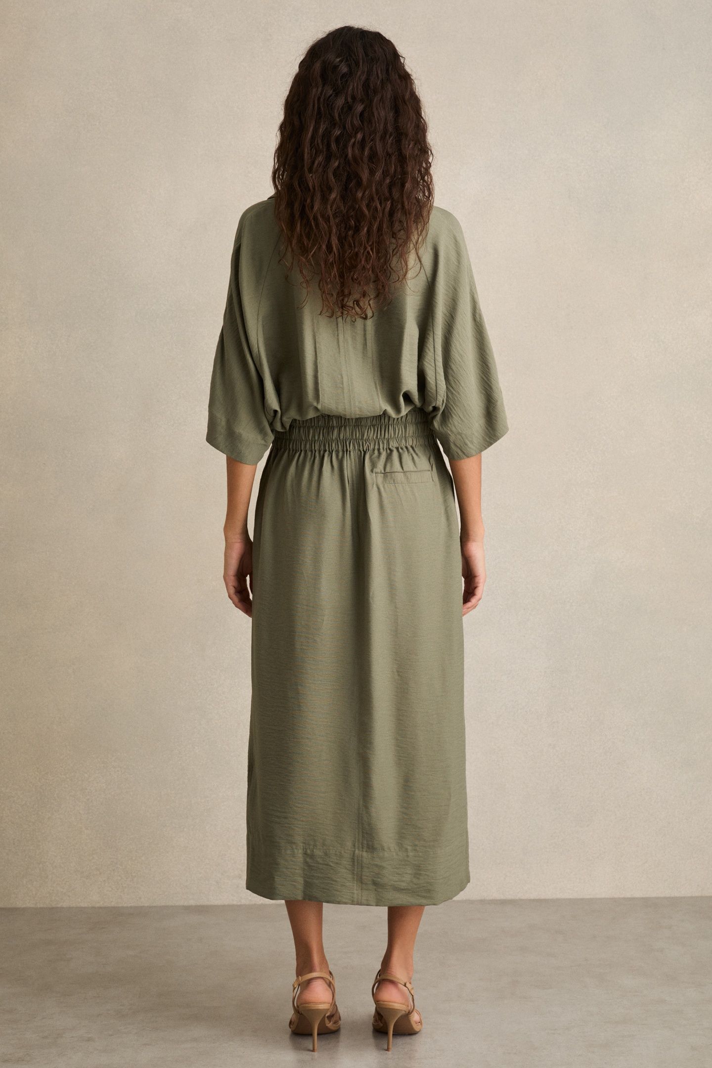 SLEEVED SHIRT DRESS KHAKI 2