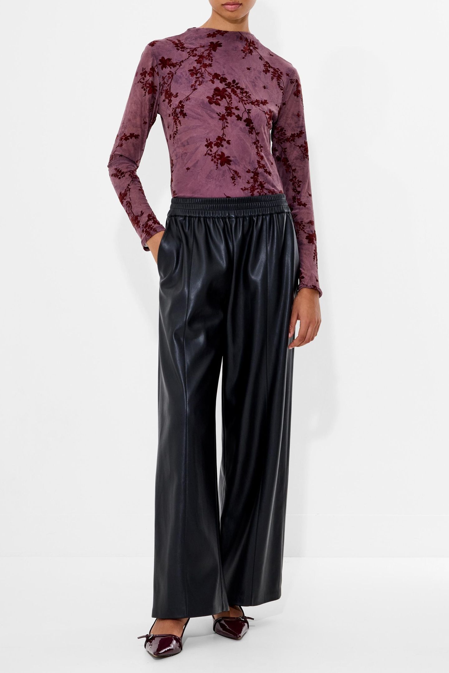 TASHER WIDE LEG PU TROUSER BLACK 1