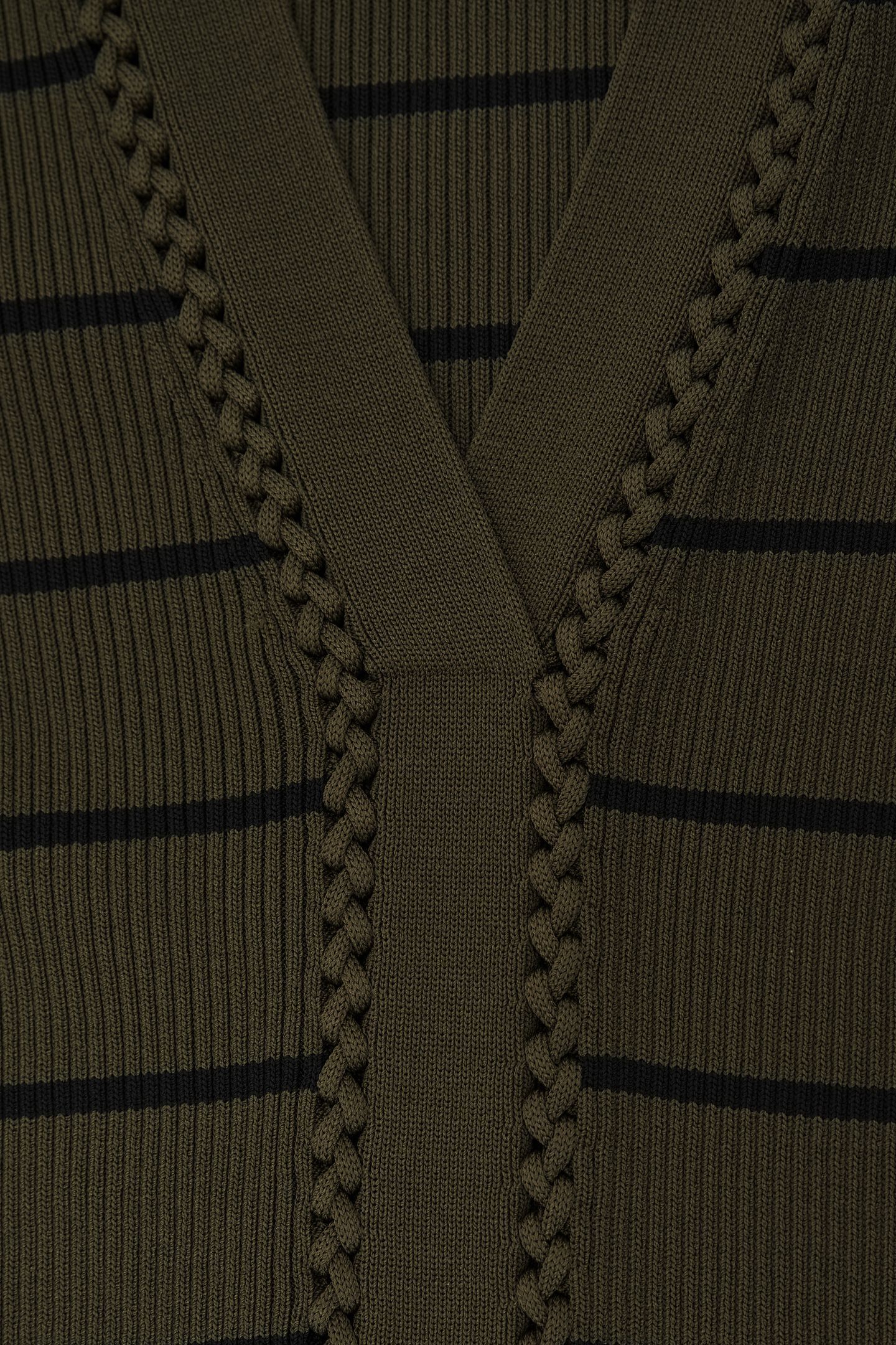 STRIPED CRAFT STITCH TOP KHAKI GREEN/BLACK 6