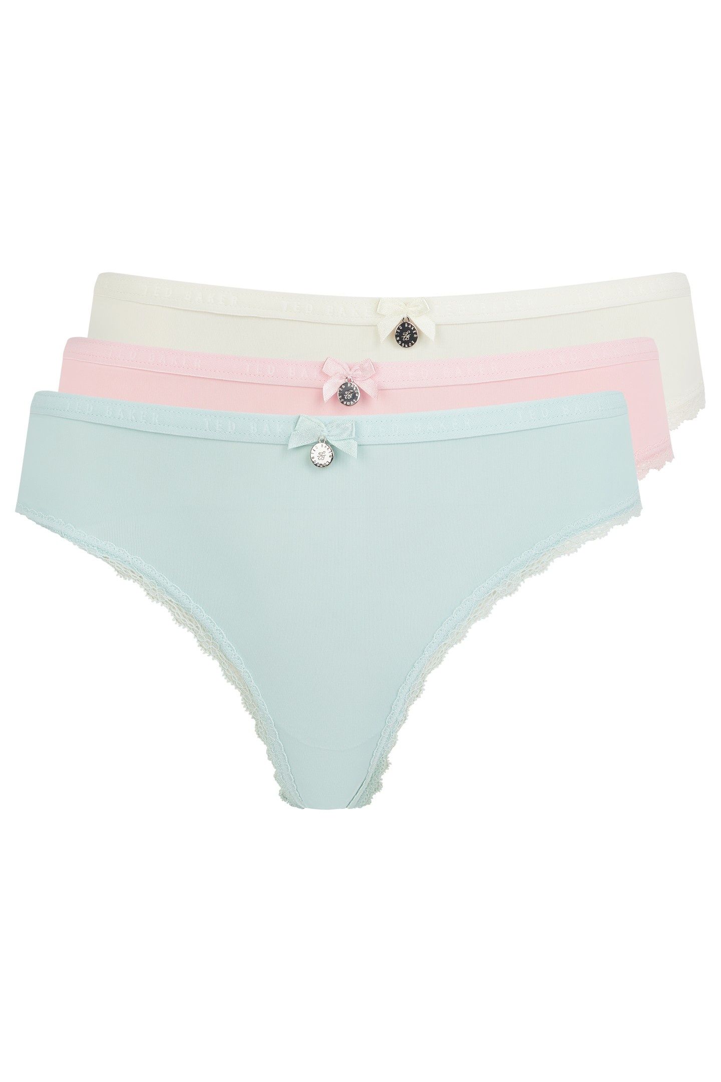ZARIA 3PK SOLID BRIEF WITH LACE TRIM EGRET/BLUE/ALMOND 1