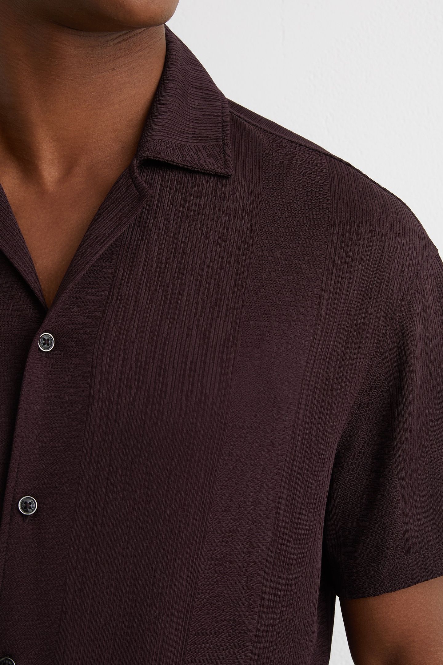 SS STRIPE JACQUARD CUBAN SHIRT CHERRY RED 5