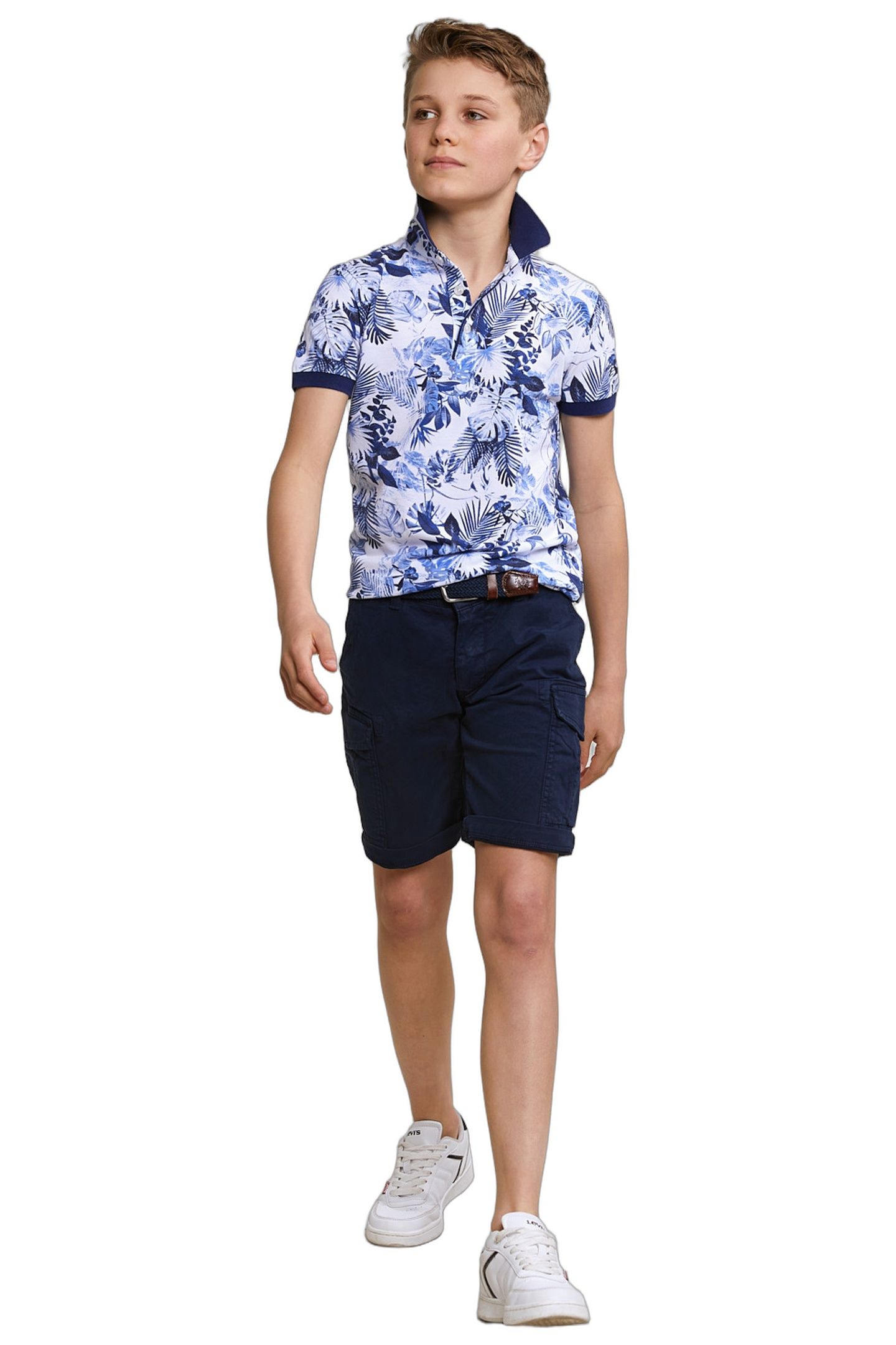 CUSTOM FIT COTTON FLORAL POLO OFF WHITE 2