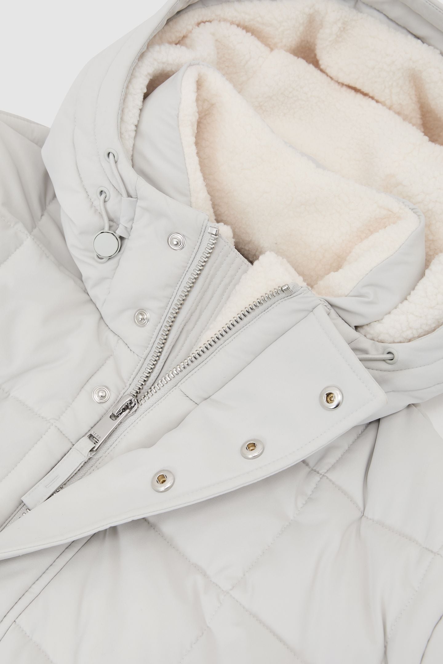 LS BORG LINED QUILTED PUFFER JACKET STONE 4
