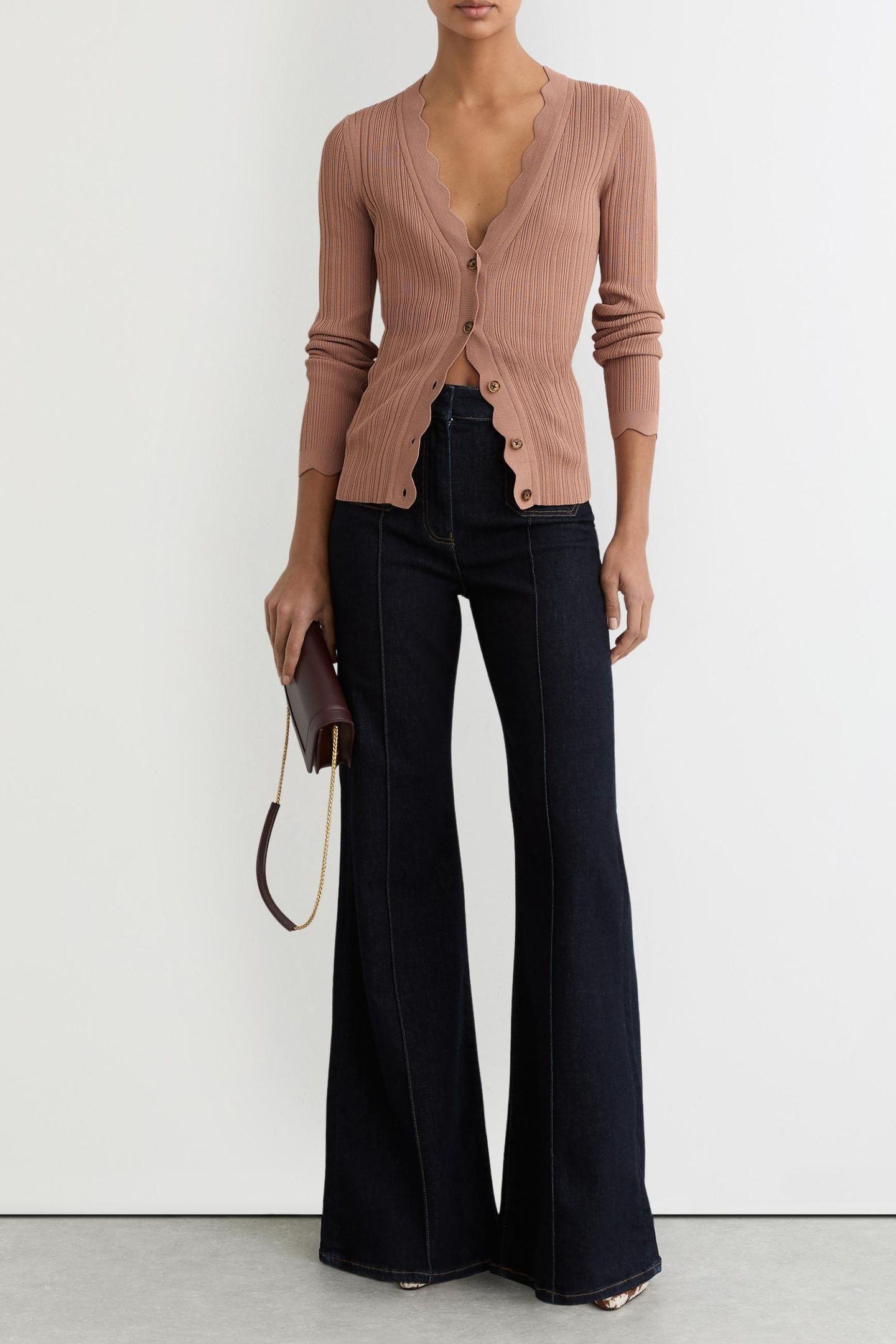 SCALLOP DETAIL CARDIGAN PINK 2