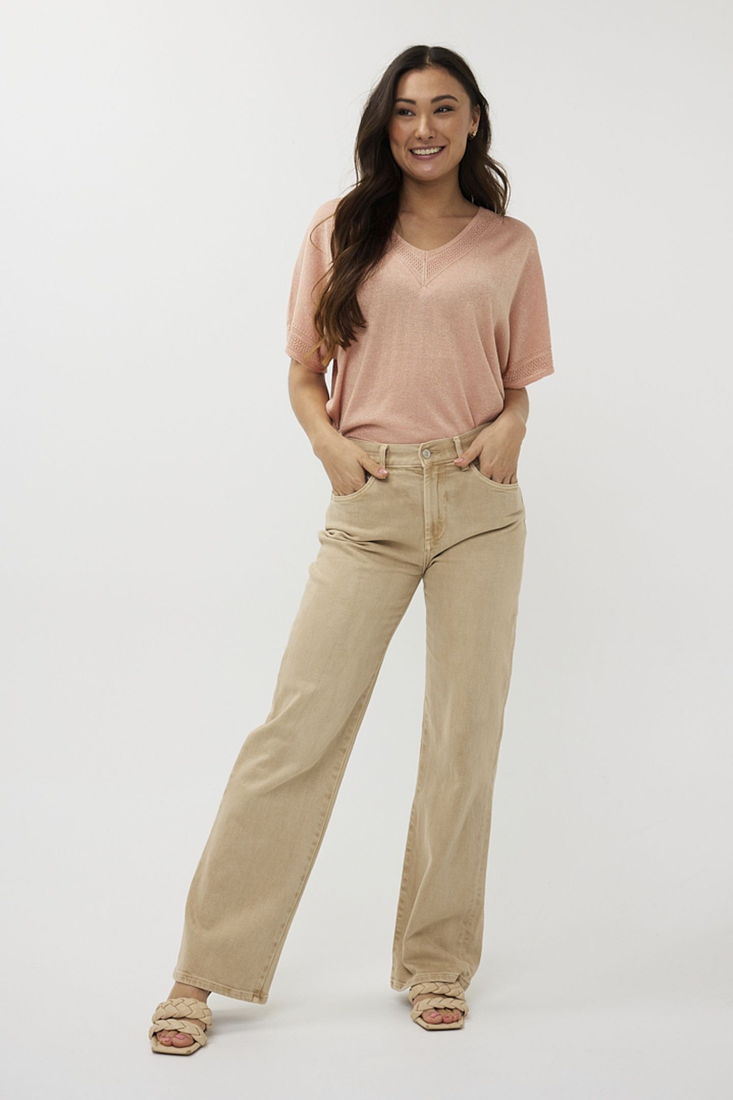 SWEATER BATWING POINTELLE LUREX LIGHT APRICOT 2