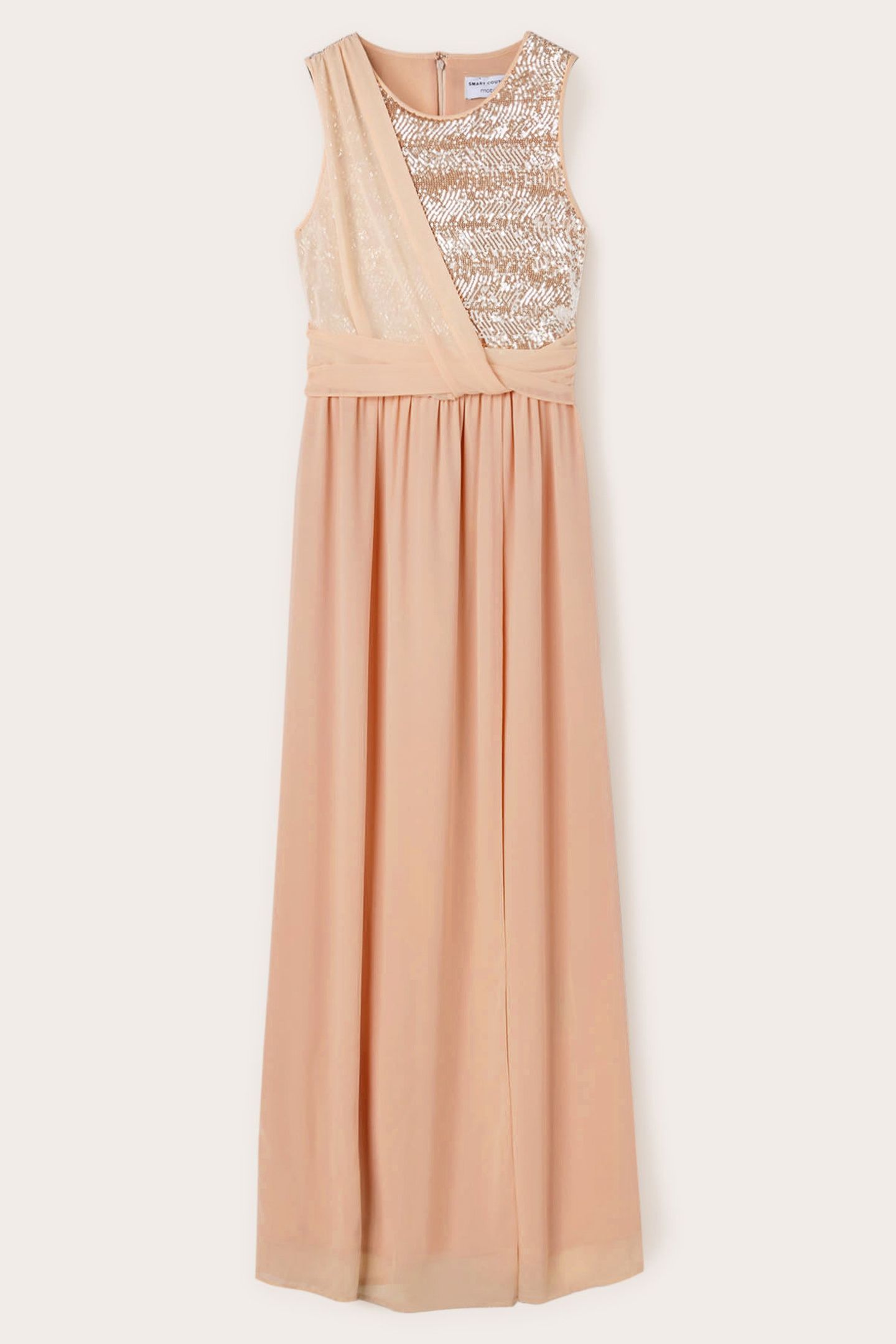 LONG PEPLUM DRESS WITH FULL SEQUIN BODICE PINK 4