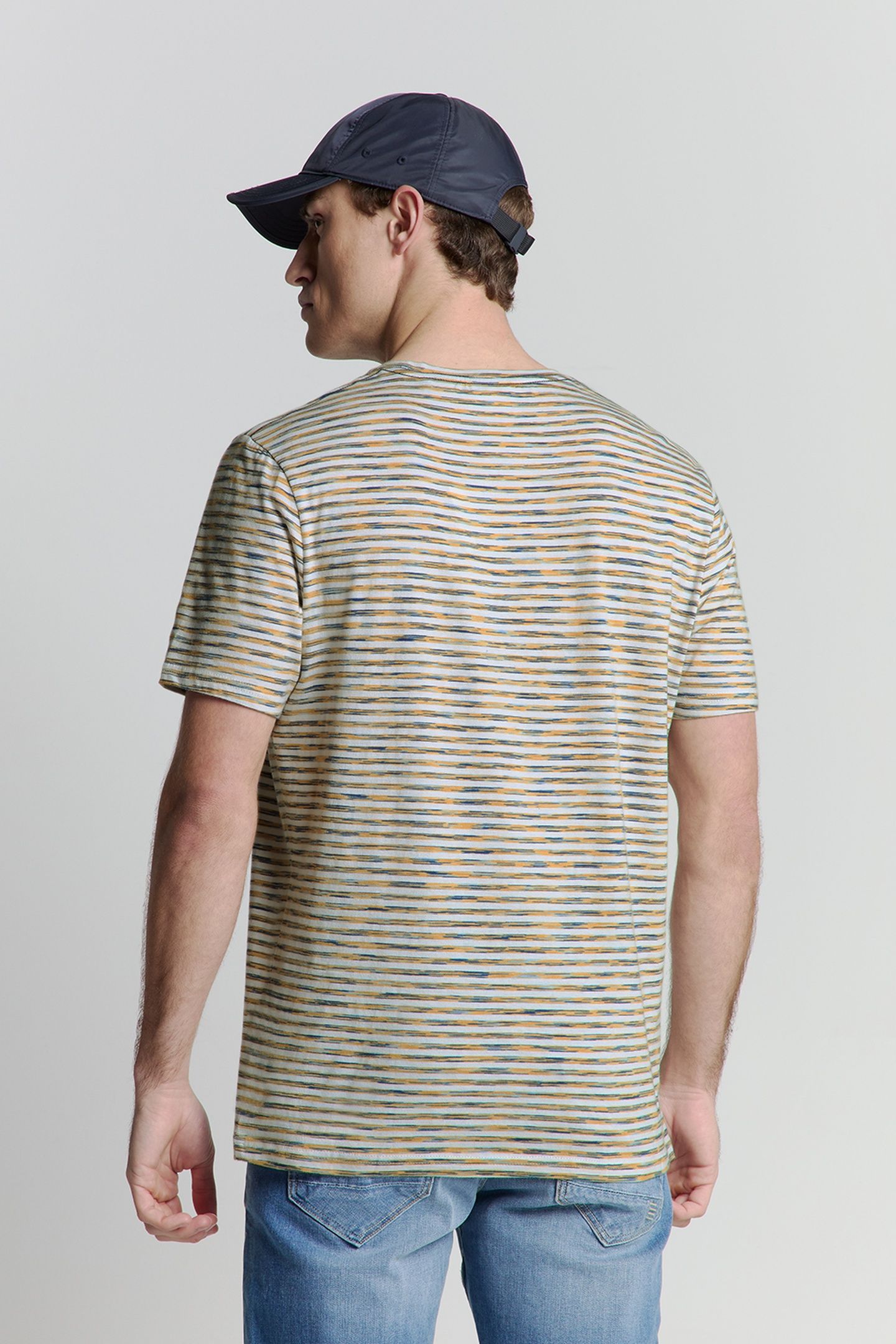 T-SHIRT CREWNECK MULTI COLOURED MELANGE STRIPES YELLOW 3