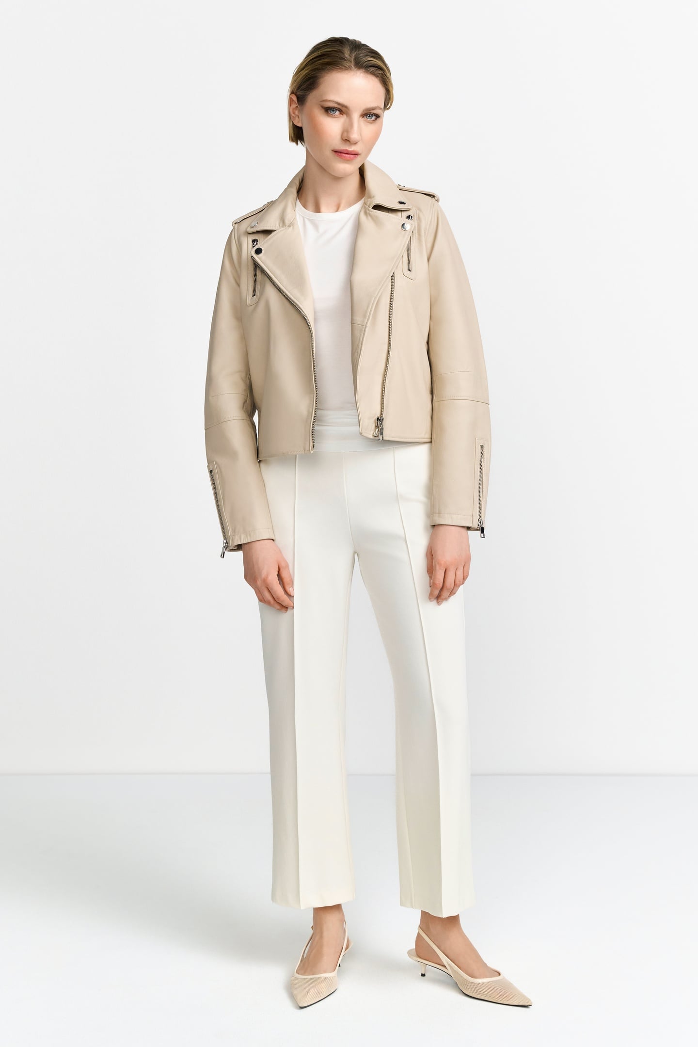 LAMB LEATHER BIKER JACKET CAFFEE LATTE 1
